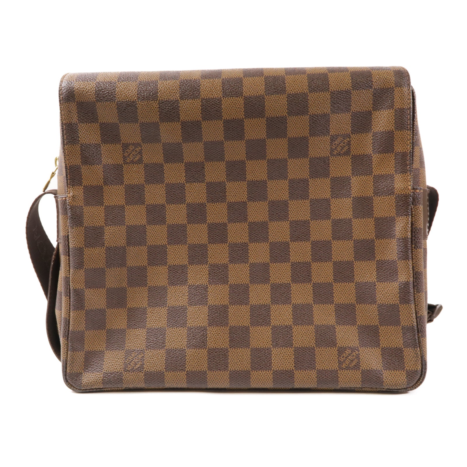 LOUIS VUITTON Damier Naviglio金扣肩背袋棕色