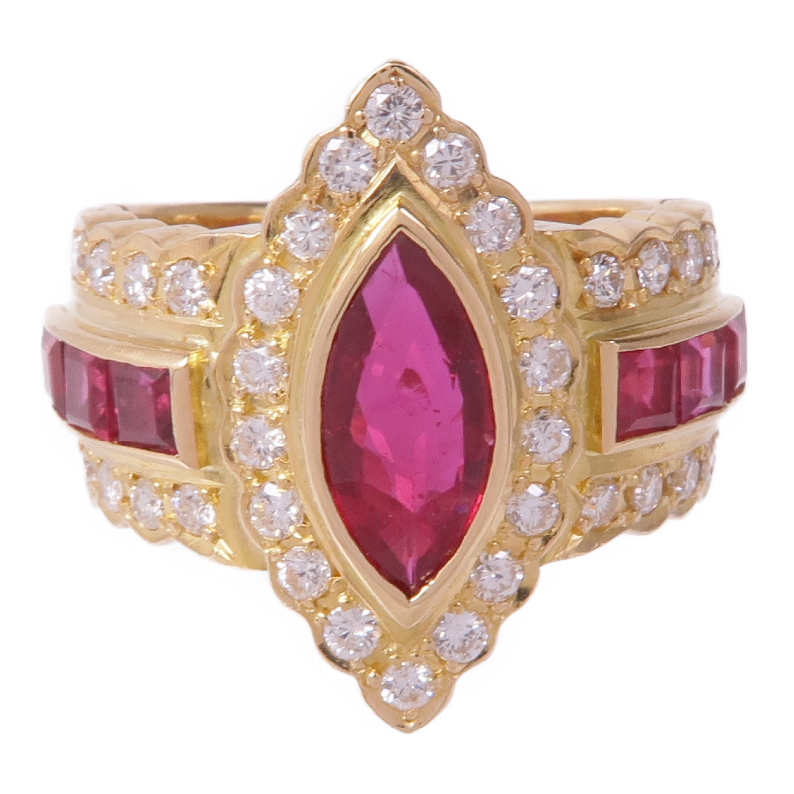 JEWELRY 【激減優惠】18K黃金Ruby Diamond Ring紅寶石/鑽石戒指US#5.25