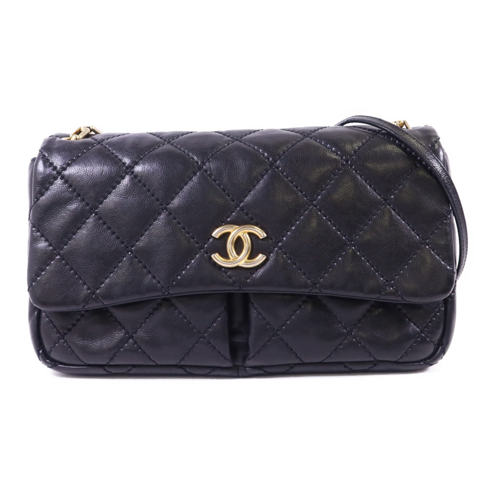 CHANEL 牛皮皮革Shoulder Bag金扣肩背袋