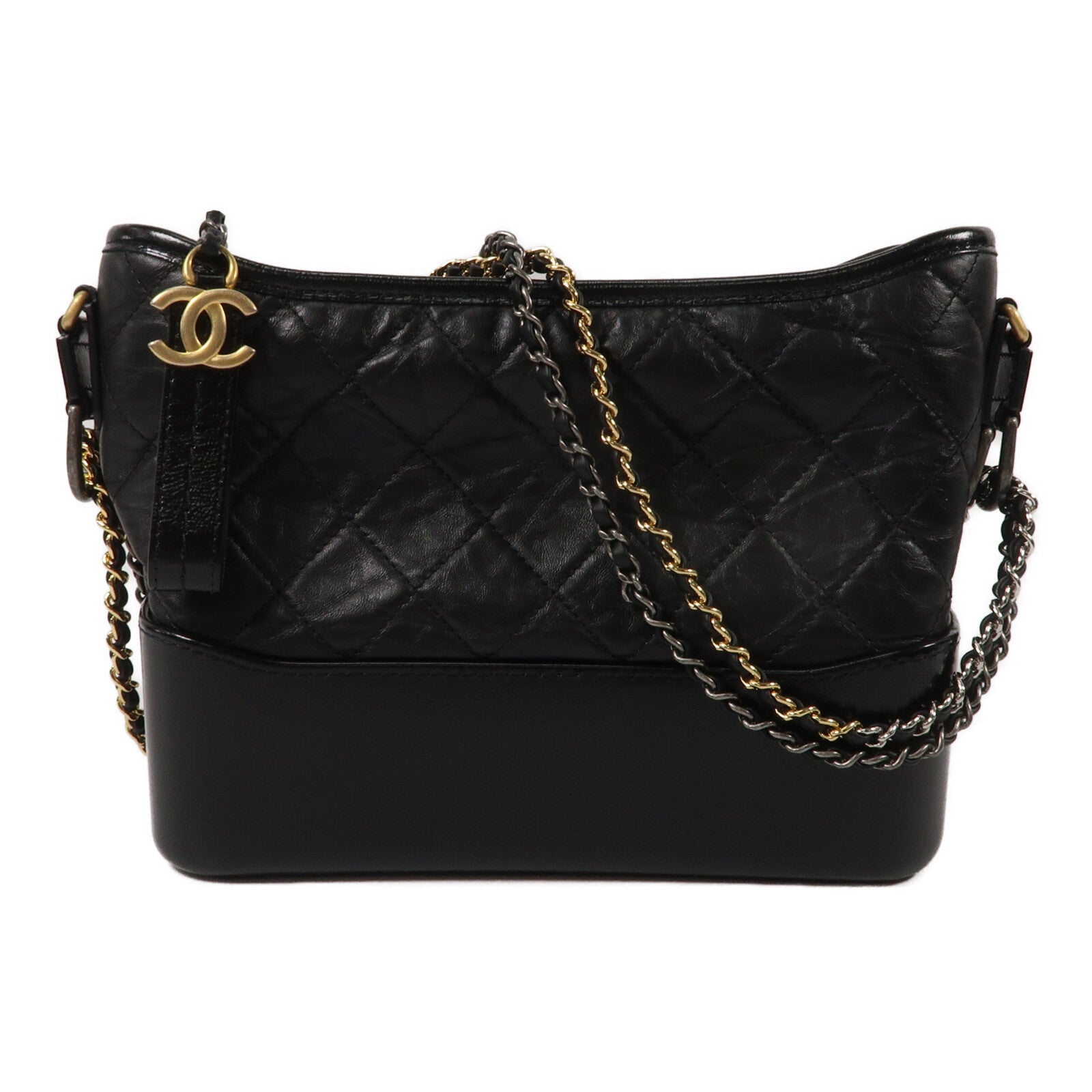 CHANEL 牛皮皮革Gabrielle Medium鏈帶肩背袋