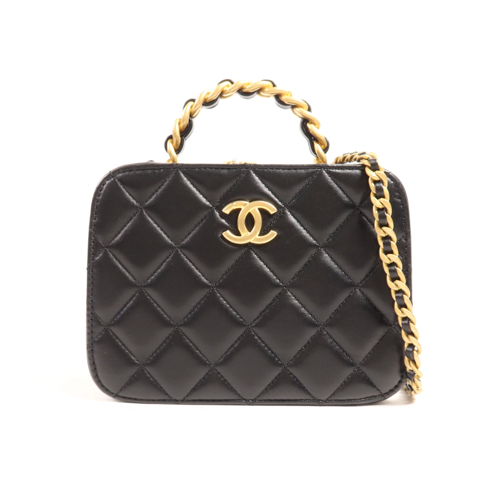 CHANEL 羊皮皮革Shoulder Bag金扣手挽肩背兩用袋