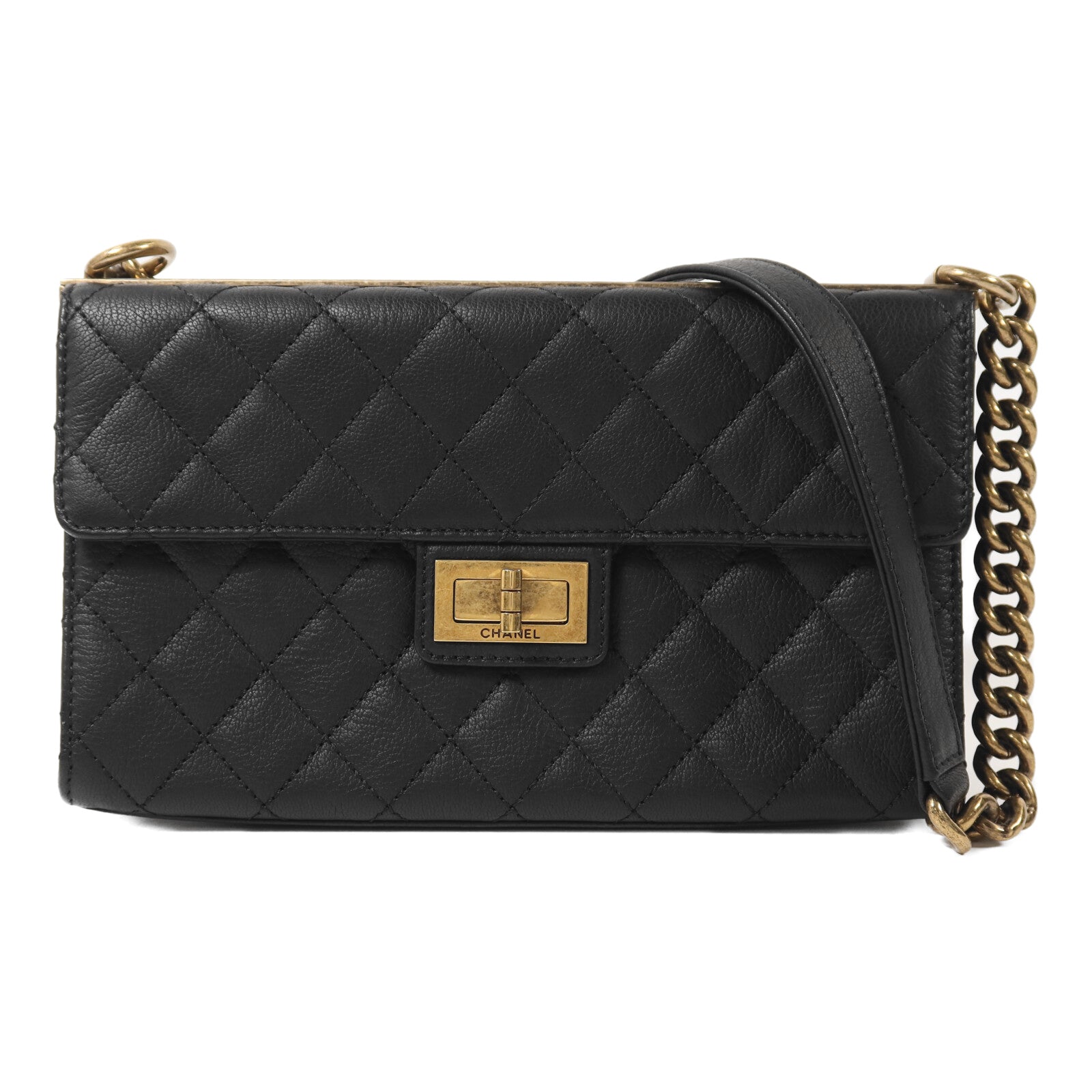 CHANEL 牛皮皮革2.55 Trendy Flap Bag金扣鏈帶肩背袋