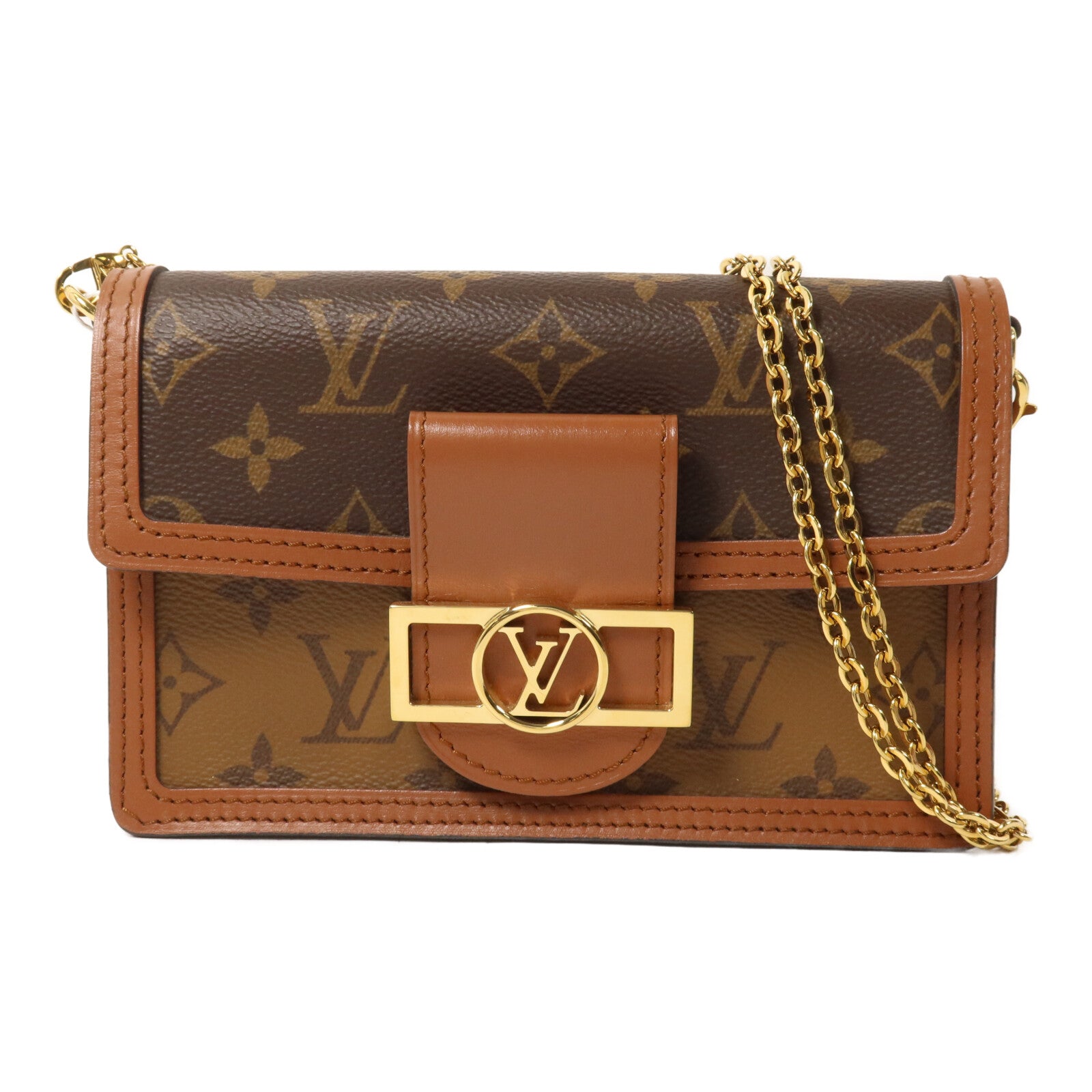 LOUIS VUITTON Monogram Reverse Dauphine Chain Wallet鏈帶肩背袋