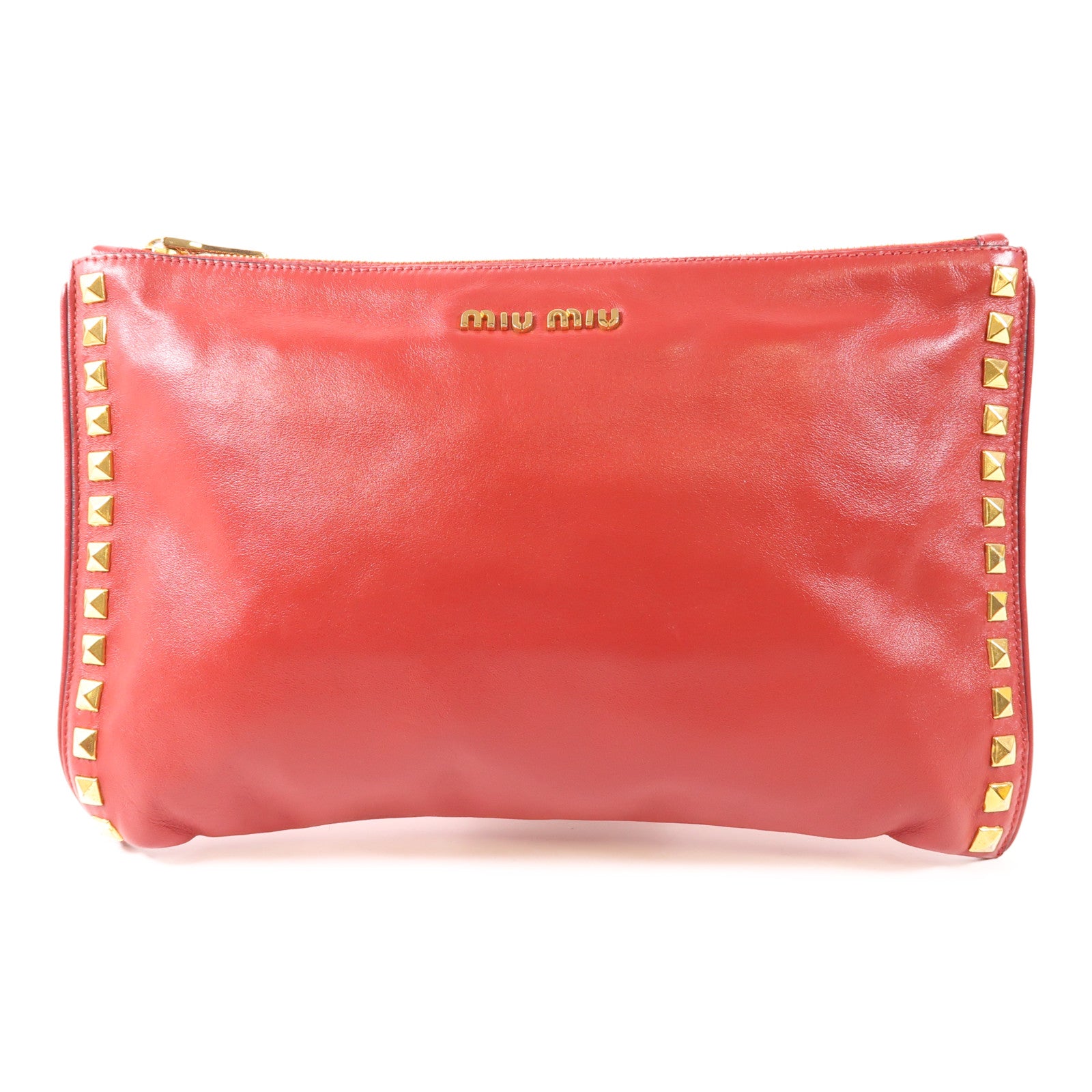 Miu Miu 牛皮皮革Pouch金扣手拿包