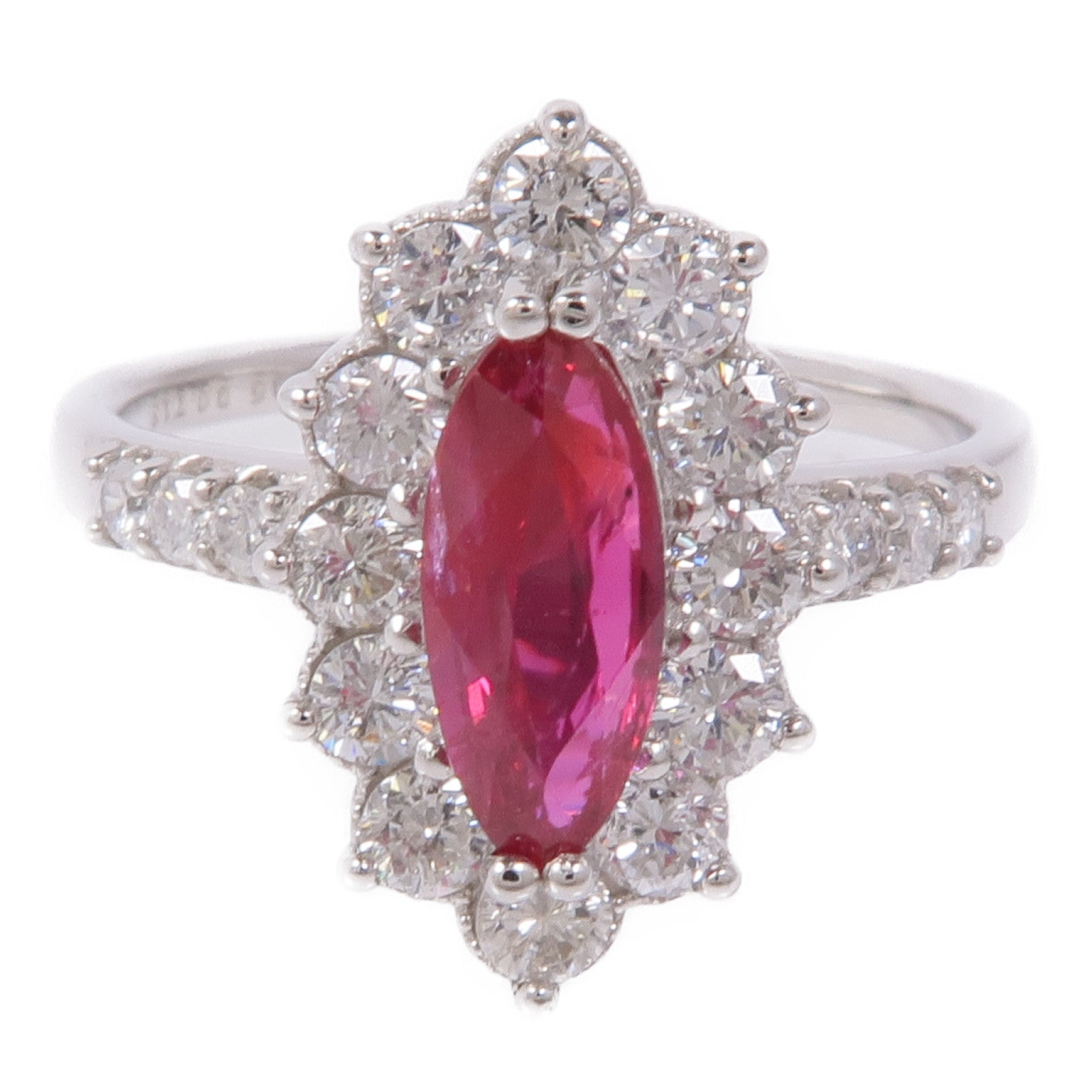 JEWELRY 【激減優惠】PT950鉑金Ruby/Diamond Ring紅寶石/鑽石戒指US#6.5