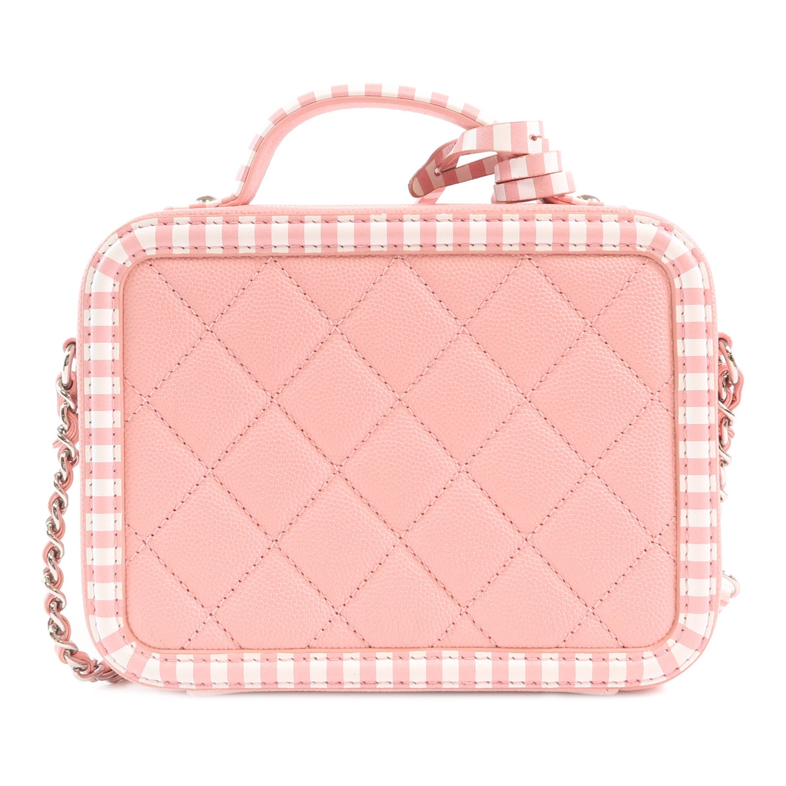 CHANEL 牛皮皮革Vanity Case銀扣手挽肩背兩用袋