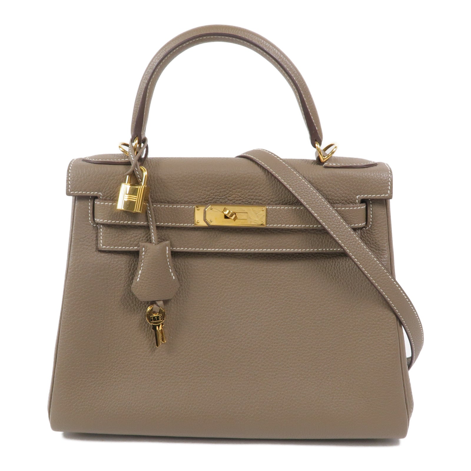 HERMES Togo皮革Kelly 28手挽肩背兩用袋Etoupe