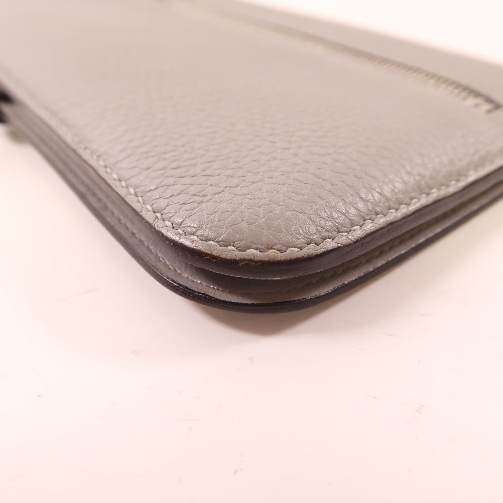 HERMES (PRICE DOWN) PHW Dogon MM Wallet Togo Leather Gray Grey