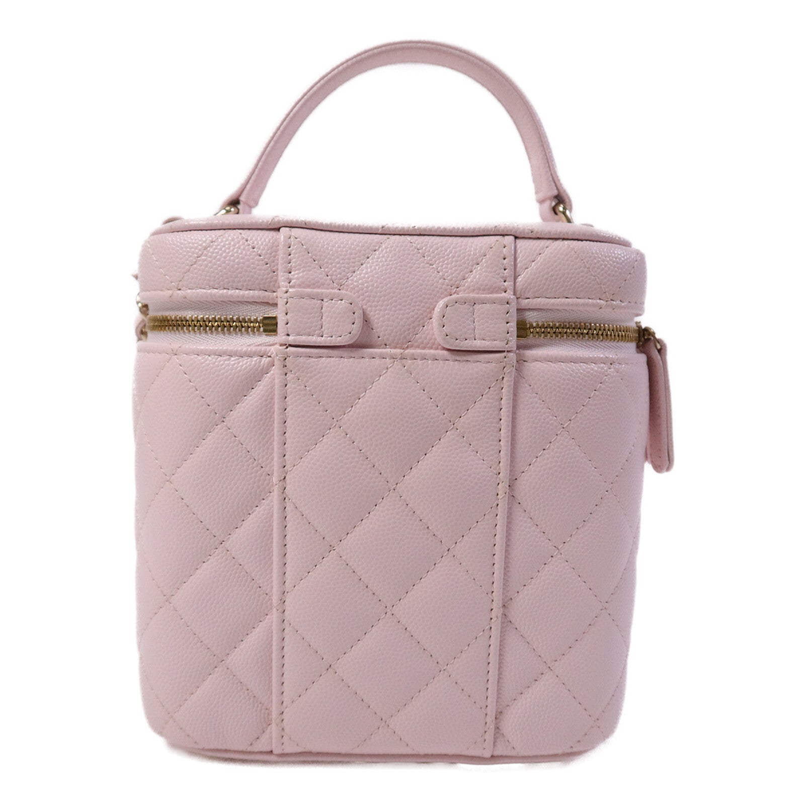 CHANEL 牛皮皮革Vanity Case金扣鏈帶手挽肩背兩用袋