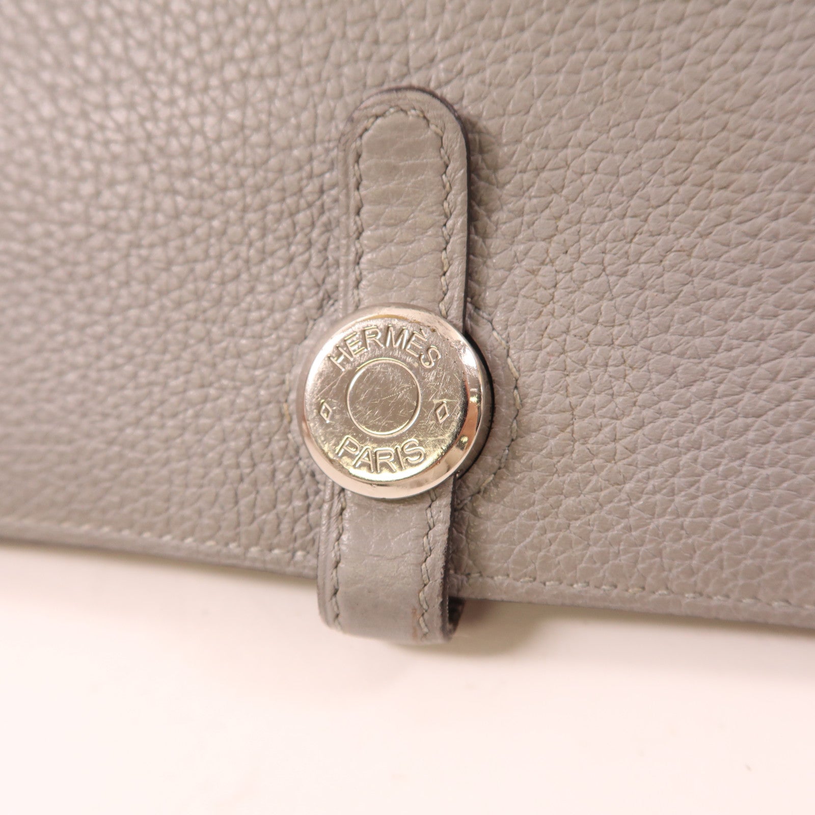 HERMES (PRICE DOWN) PHW Dogon MM Wallet Togo Leather Gray Grey