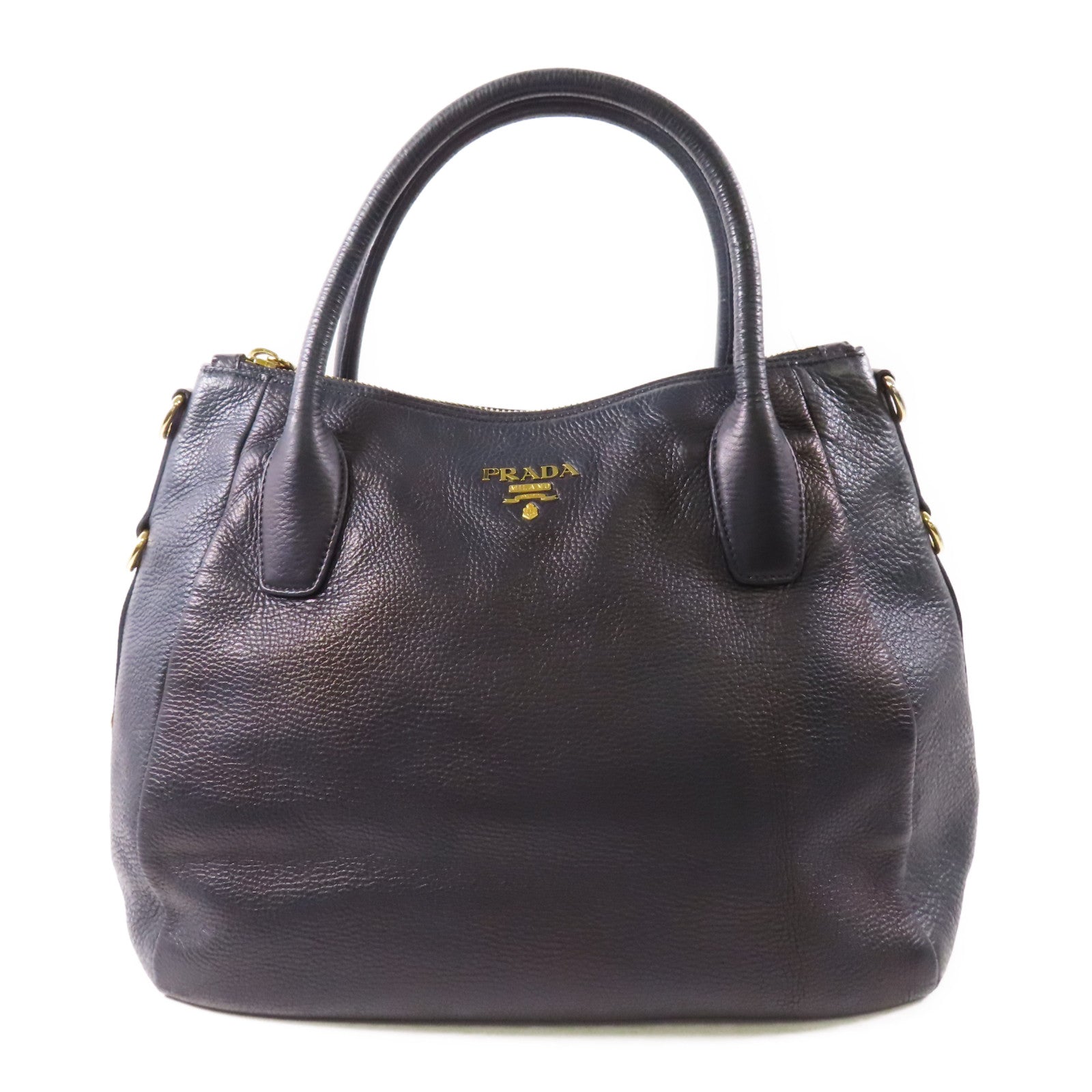 PRADA GHW Hand Bag Calfskin Leather Blue
