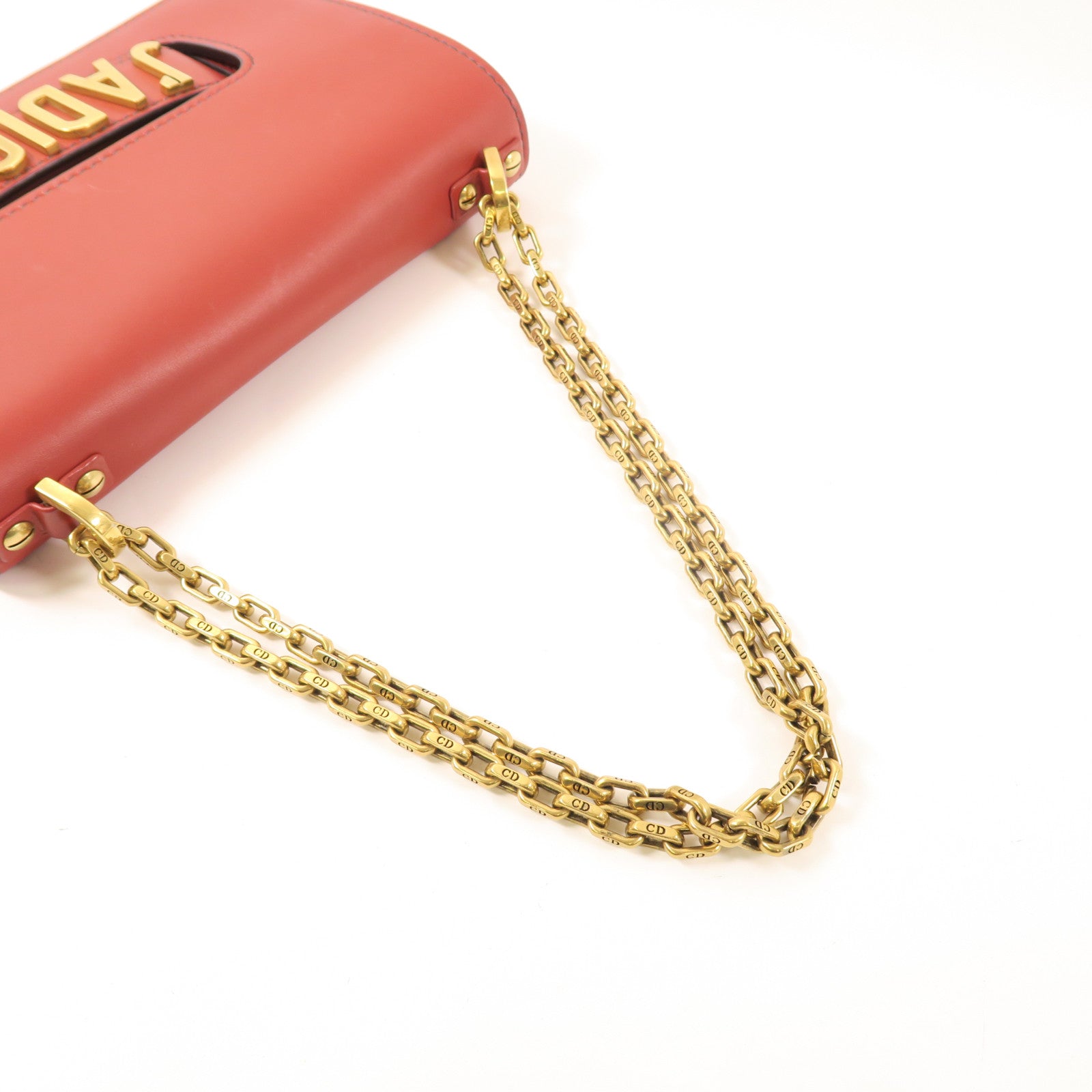 Dior 牛皮皮革J'aDior金扣鏈帶肩背袋紅色
