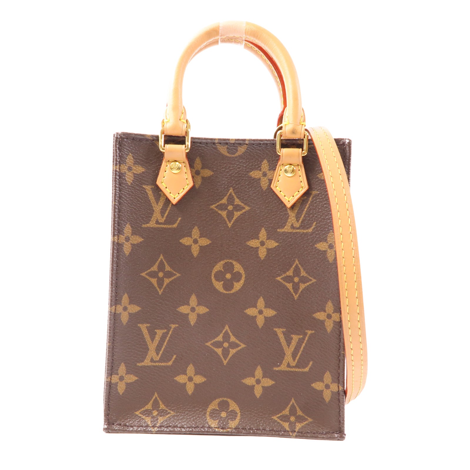 LOUIS VUITTON LV GHW Petit Sac Plat 2 Way Shoulder Bag M81295 Monogram Brown
