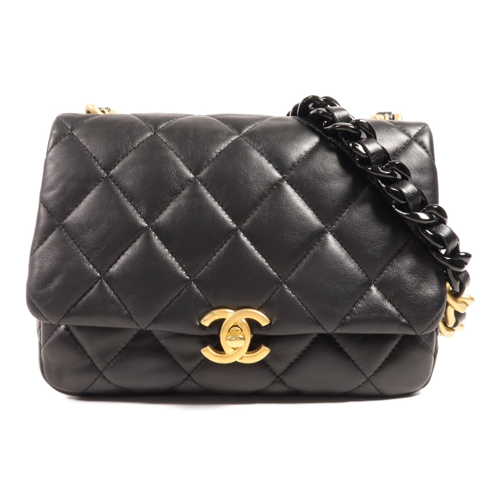 CHANEL 【激減優惠】羊皮皮革Chain Shoulder金扣鏈帶肩背袋