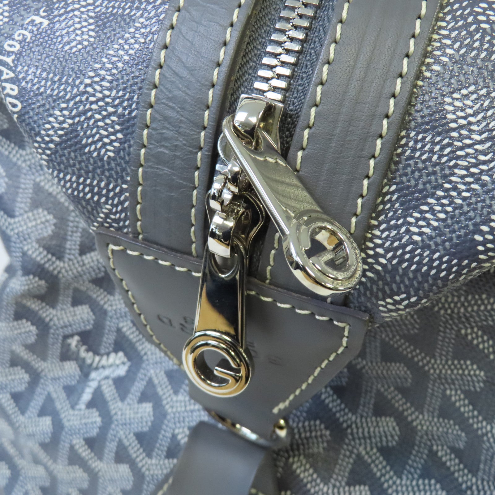 GOYARD 塗層帆布Bowling 45 Boston Bag銀扣波士頓包灰色/黃色
