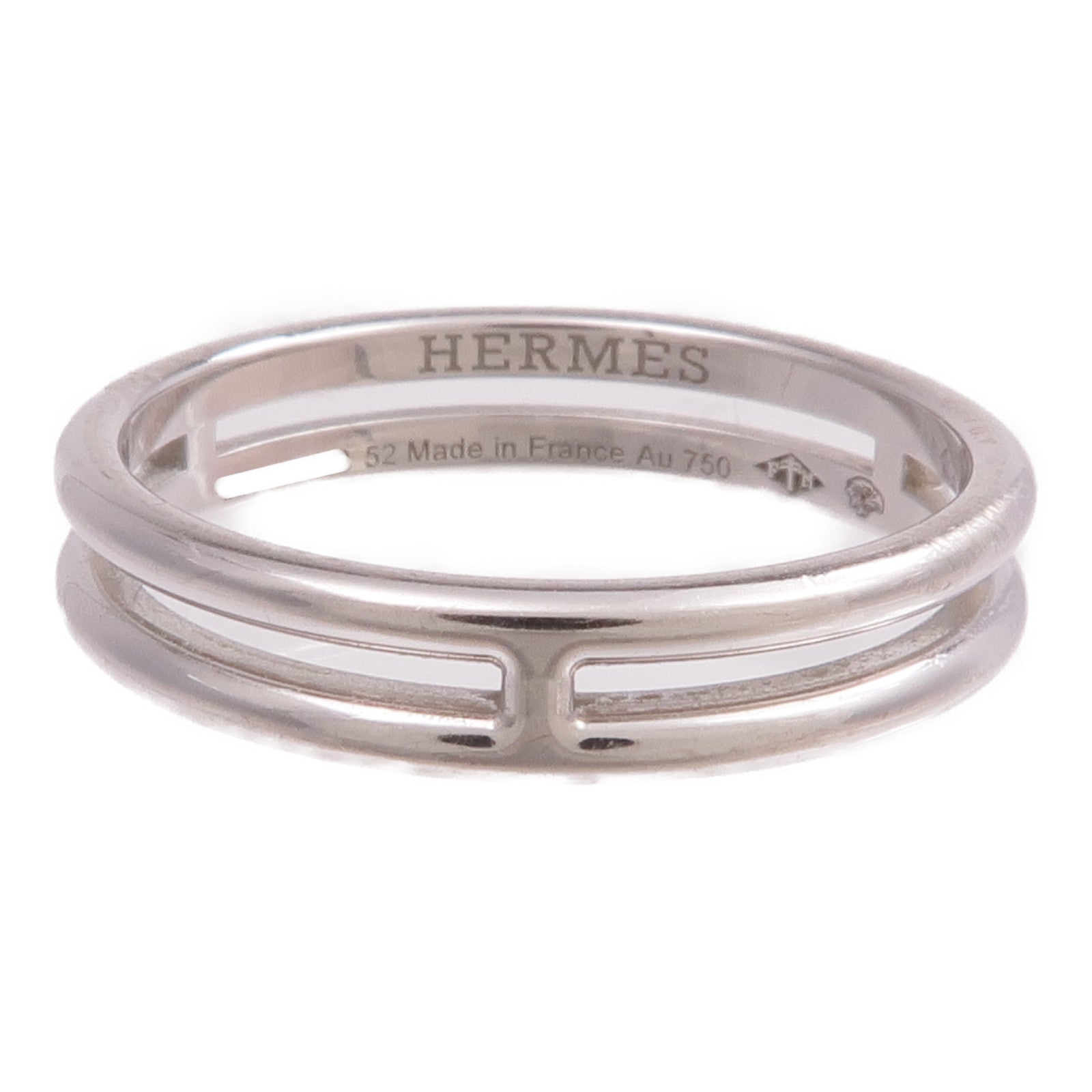 HERMES 【激減優惠】18K白金Ariane Ring戒指Hermes#52/US#6