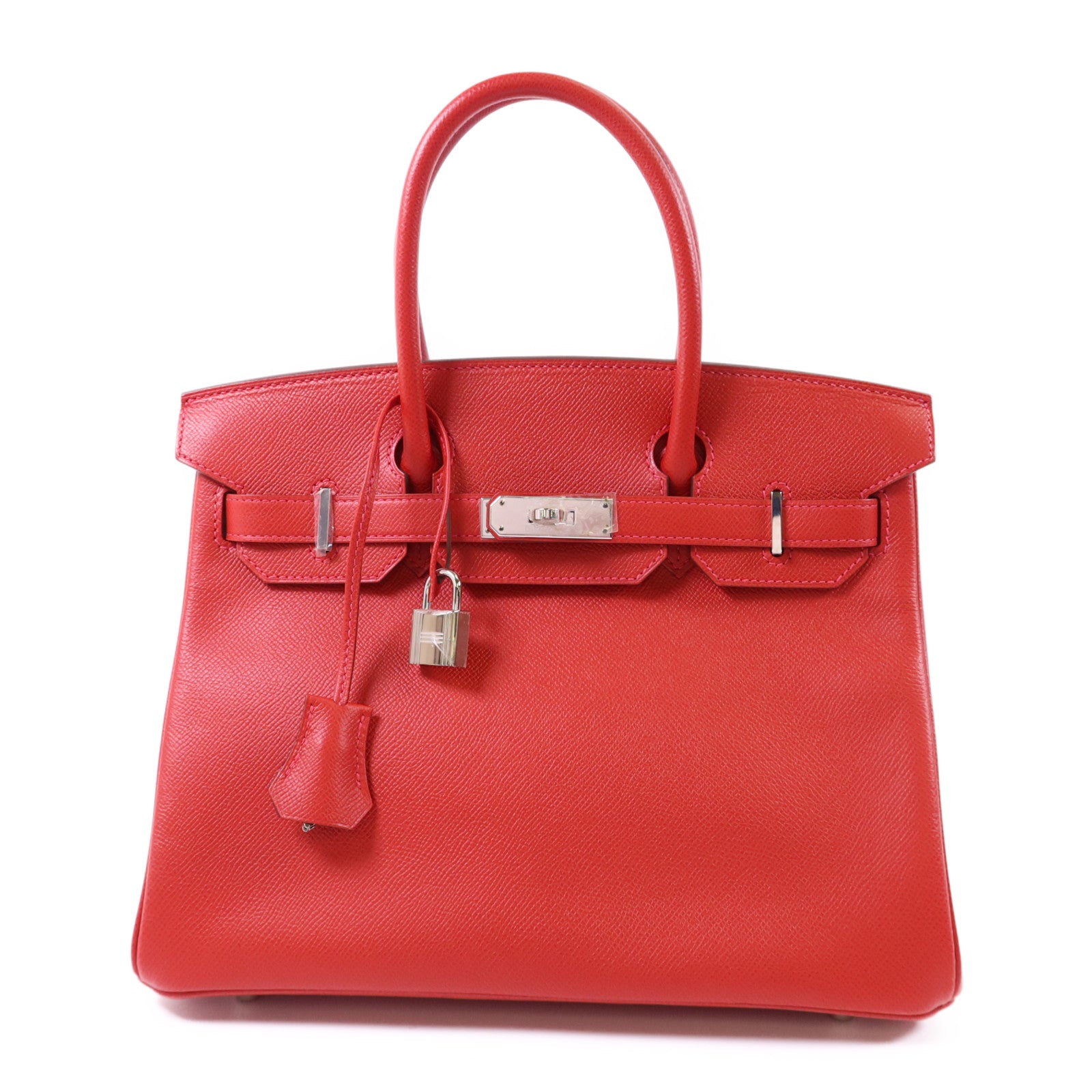 HERMES Epsom皮革Birkin 30銀扣手挽袋Rouge Casaque