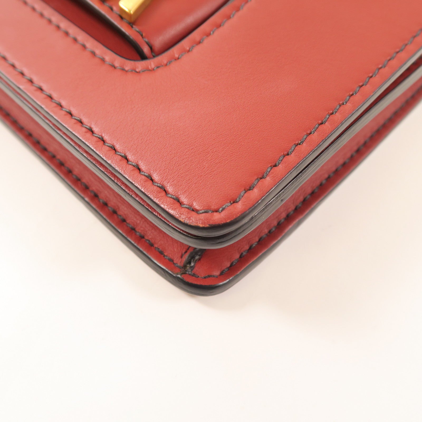 Dior 牛皮皮革J'aDior金扣鏈帶肩背袋紅色