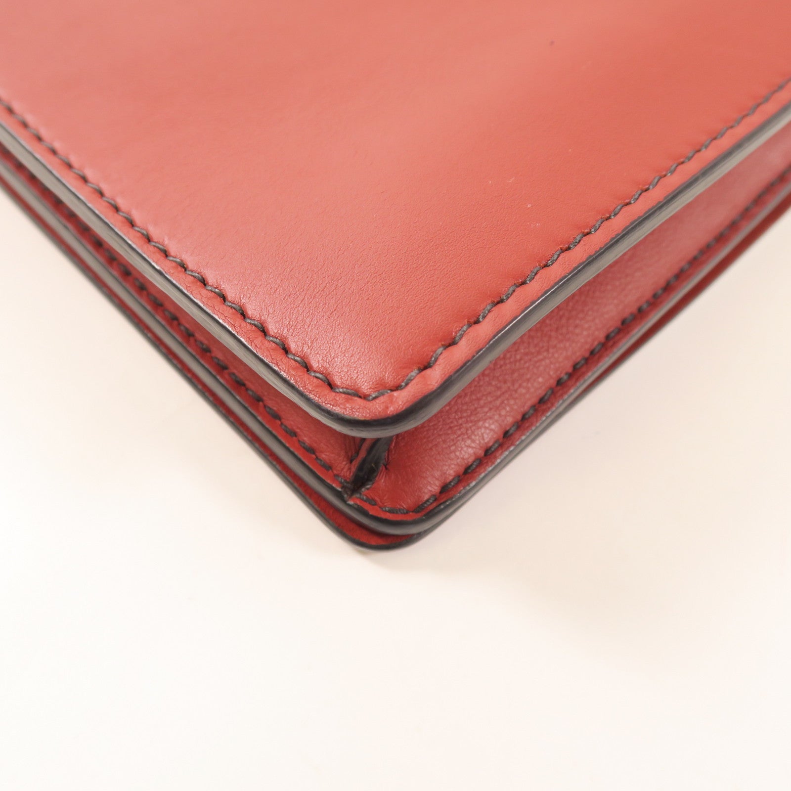 Dior 牛皮皮革J'aDior金扣鏈帶肩背袋紅色