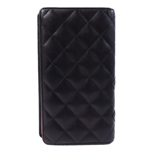 CHANEL 羊皮皮革Cambon Wallet銀扣長錢包