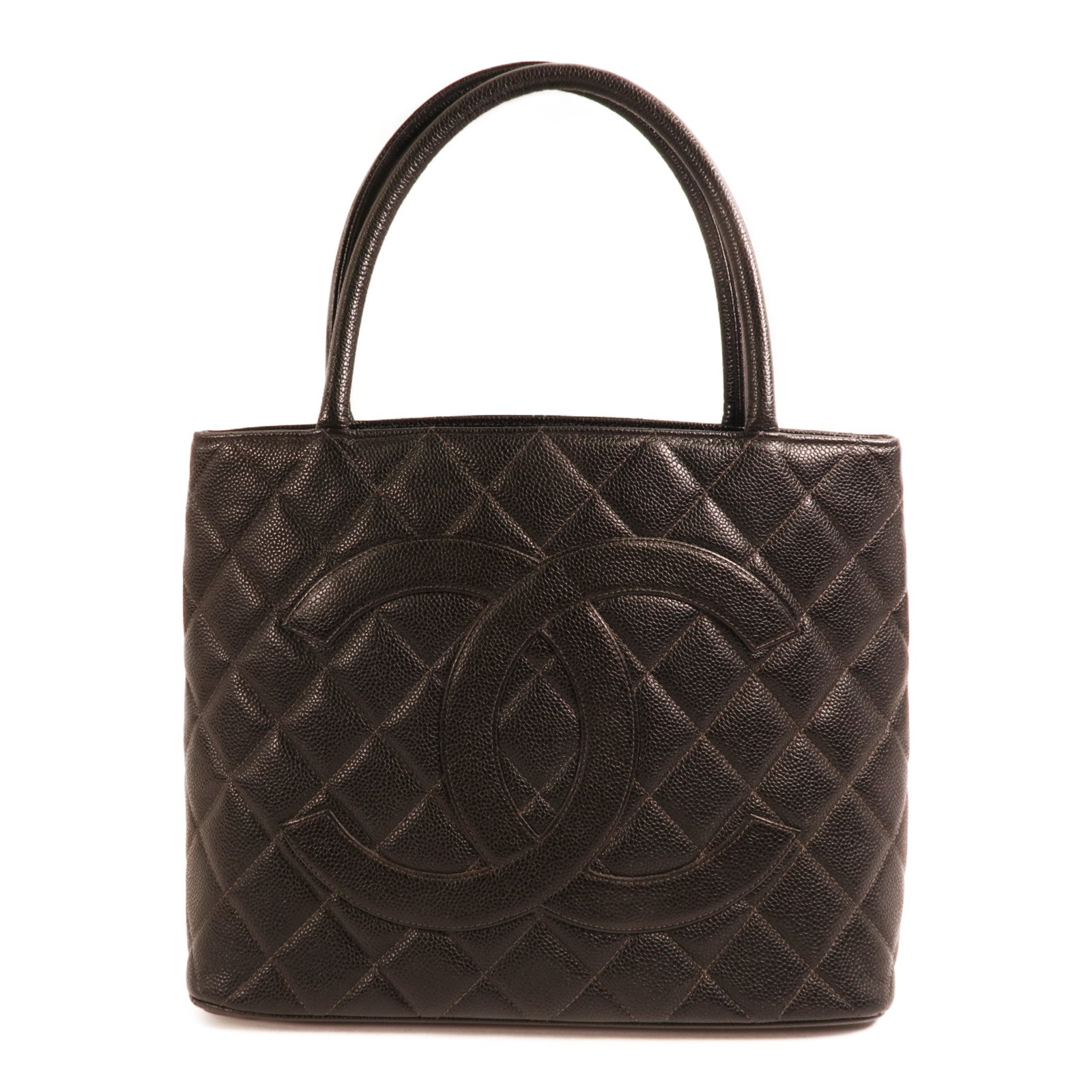 CHANEL 【激減優惠】牛皮皮革Tote Bag銀扣肩背袋/手挽袋