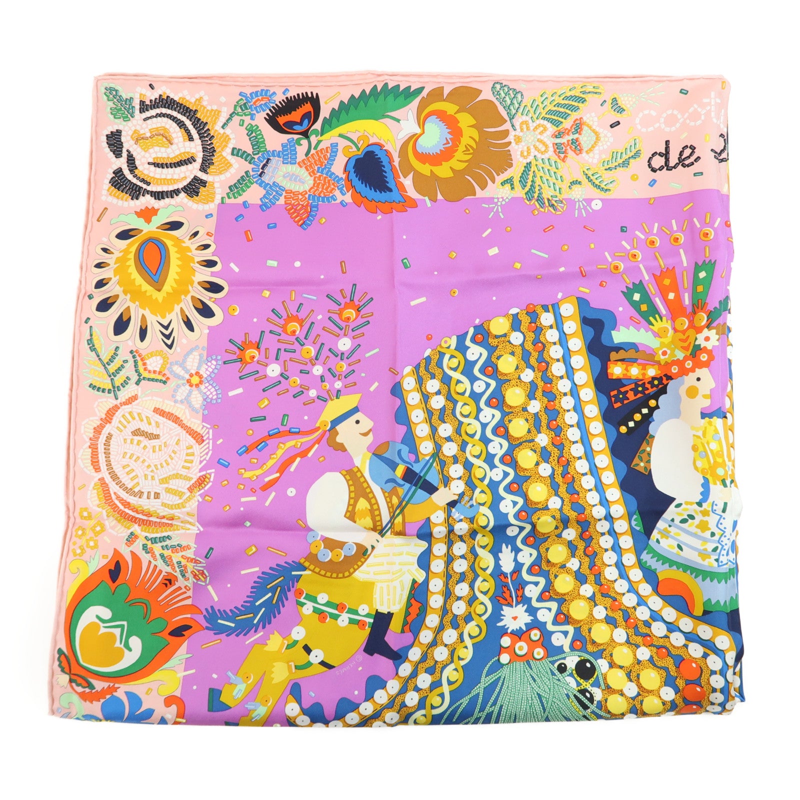 HERMES Scarf 90X90 Silk Multicolor