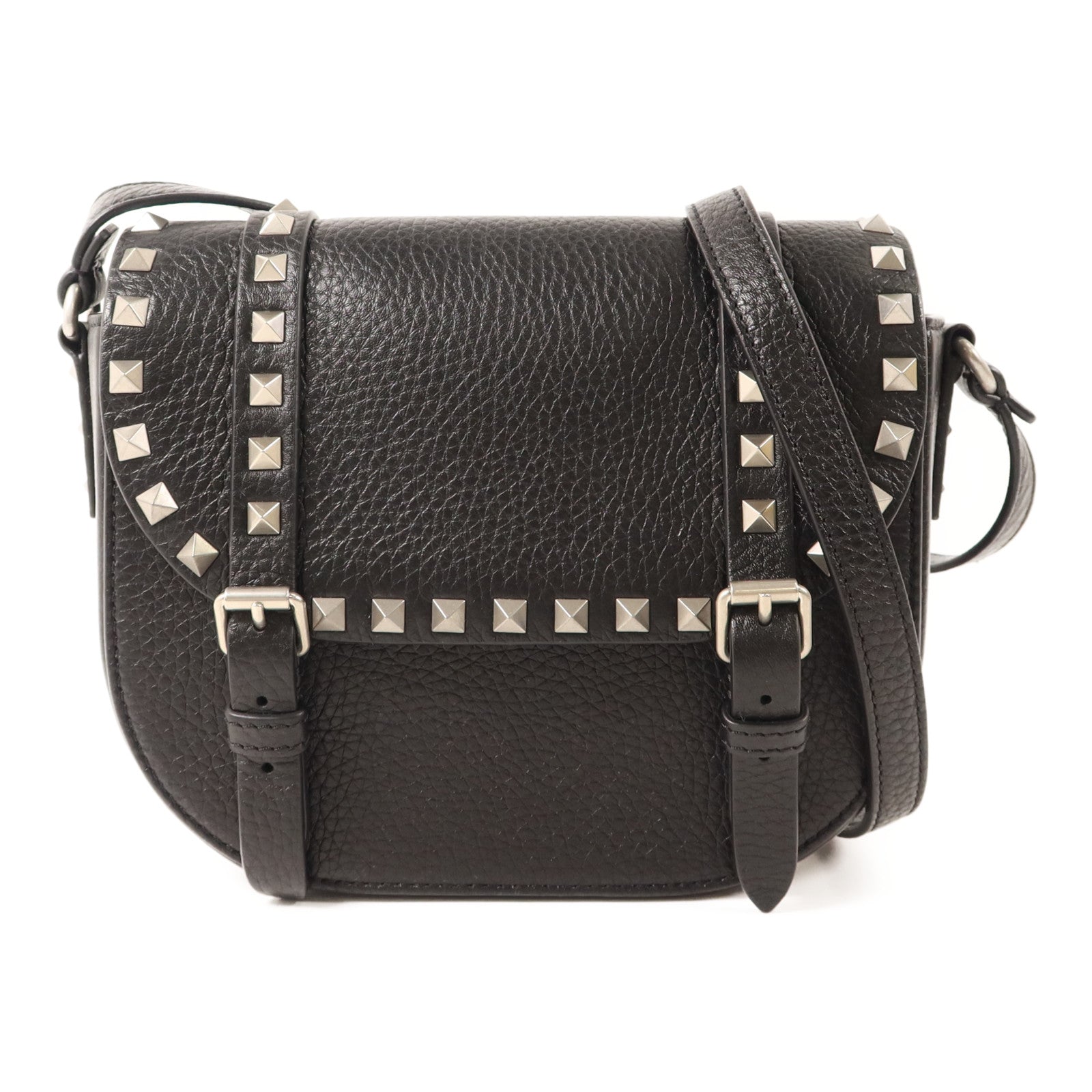 Valentino 牛皮皮革Rockstud Messenger Bag銀扣肩背袋