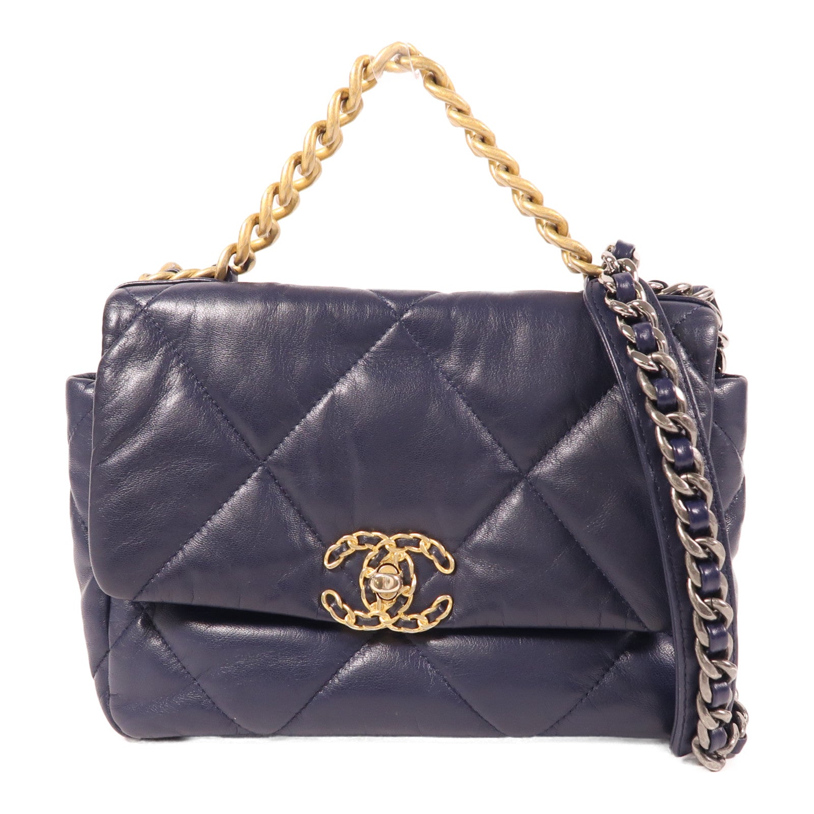 CHANEL 【激減優惠】羊皮皮革C19 Small金扣鏈帶手挽肩背兩用袋