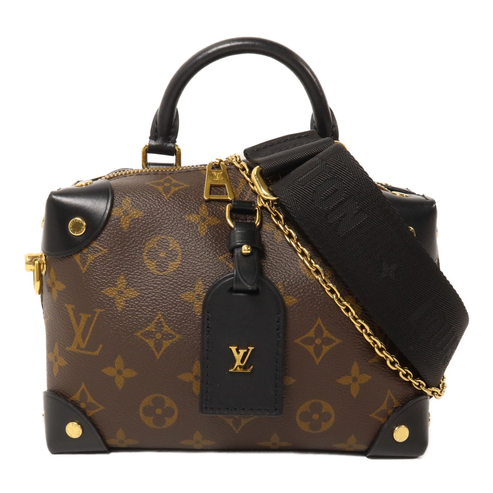 LOUIS VUITTON Monogram Petite Malle Souple鏈帶手挽肩背兩用袋