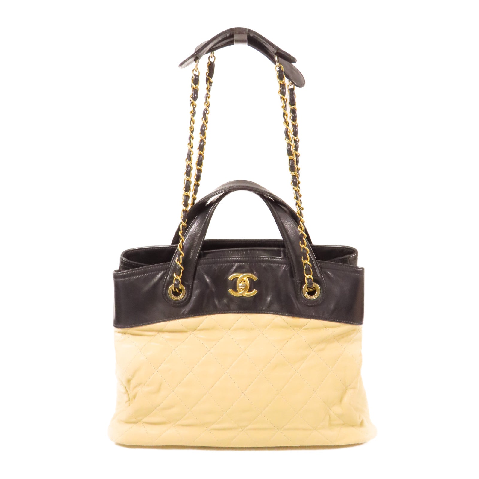 CHANEL 皮革2 Way Shoulder金扣手挽肩背兩用袋