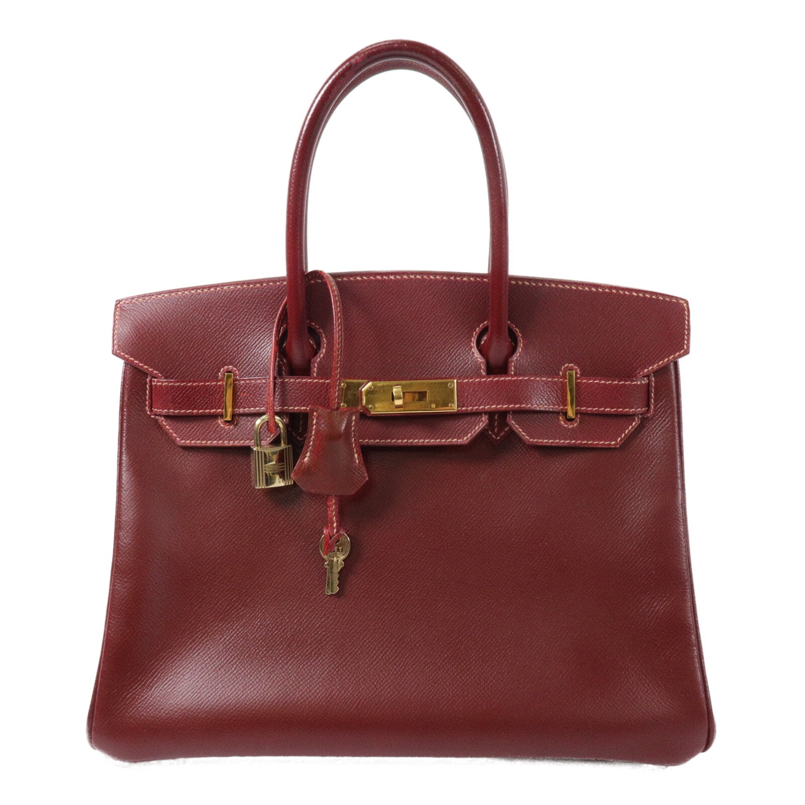 HERMES Epsom皮革Birkin 30手挽袋Rouge H