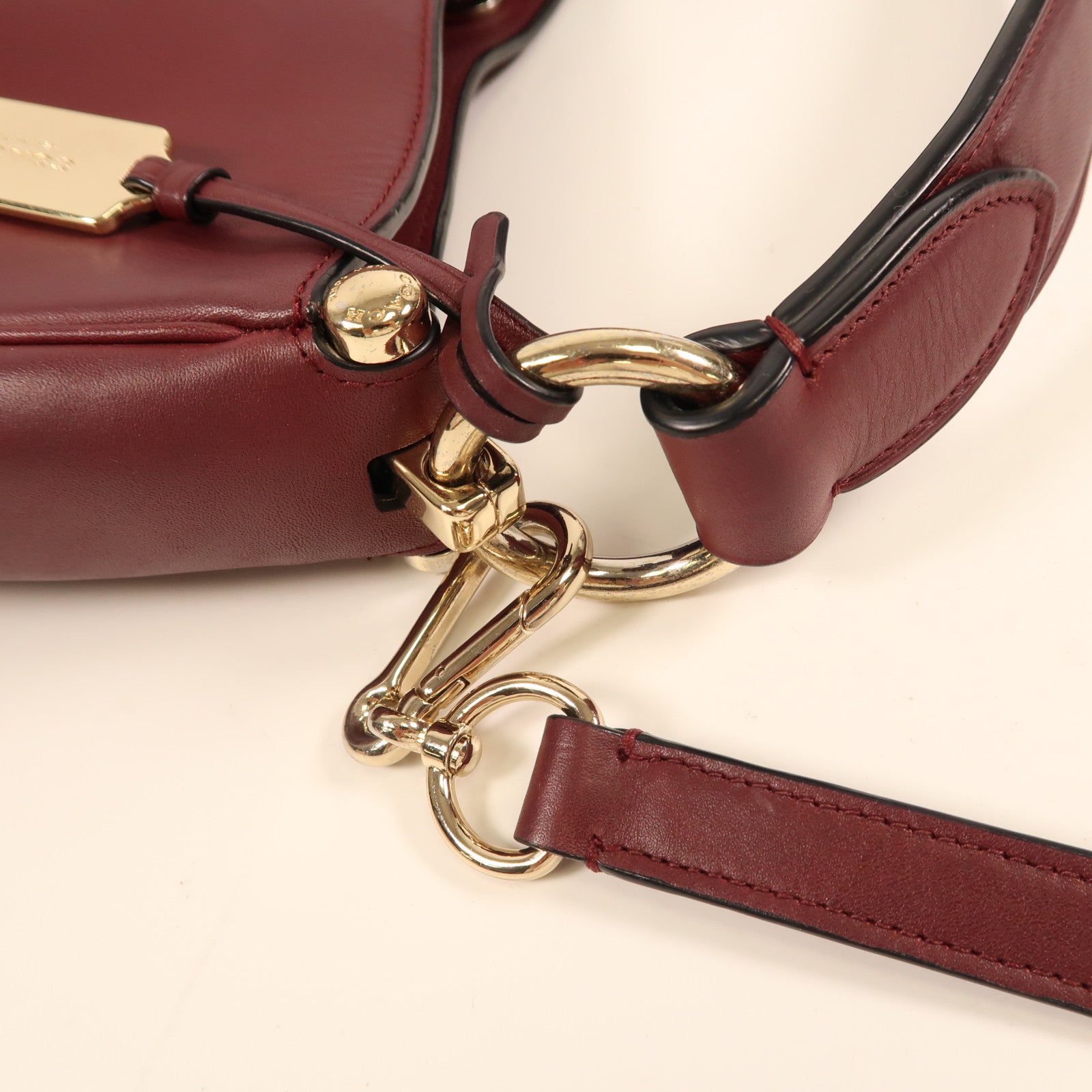 COACH 牛皮皮革2 Way Shoulder金扣手挽肩背兩用袋