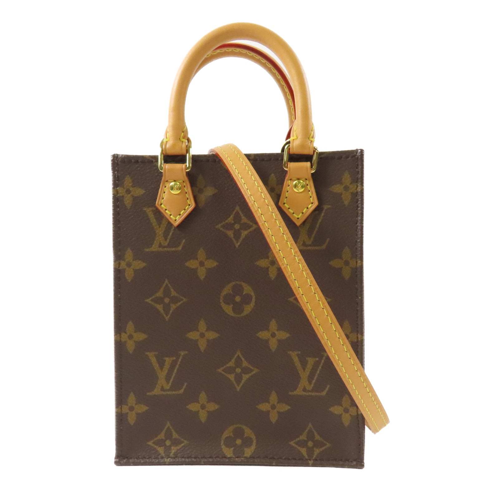 LOUIS VUITTON 【激減優惠】Monogram Petit Sac Plat金扣手挽肩背兩用袋