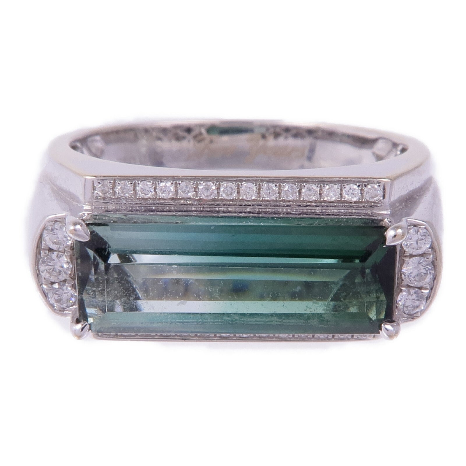 JEWELRY 18K白金Tourmaline Diamond Ring電氣石/鑽石戒指US#8.5