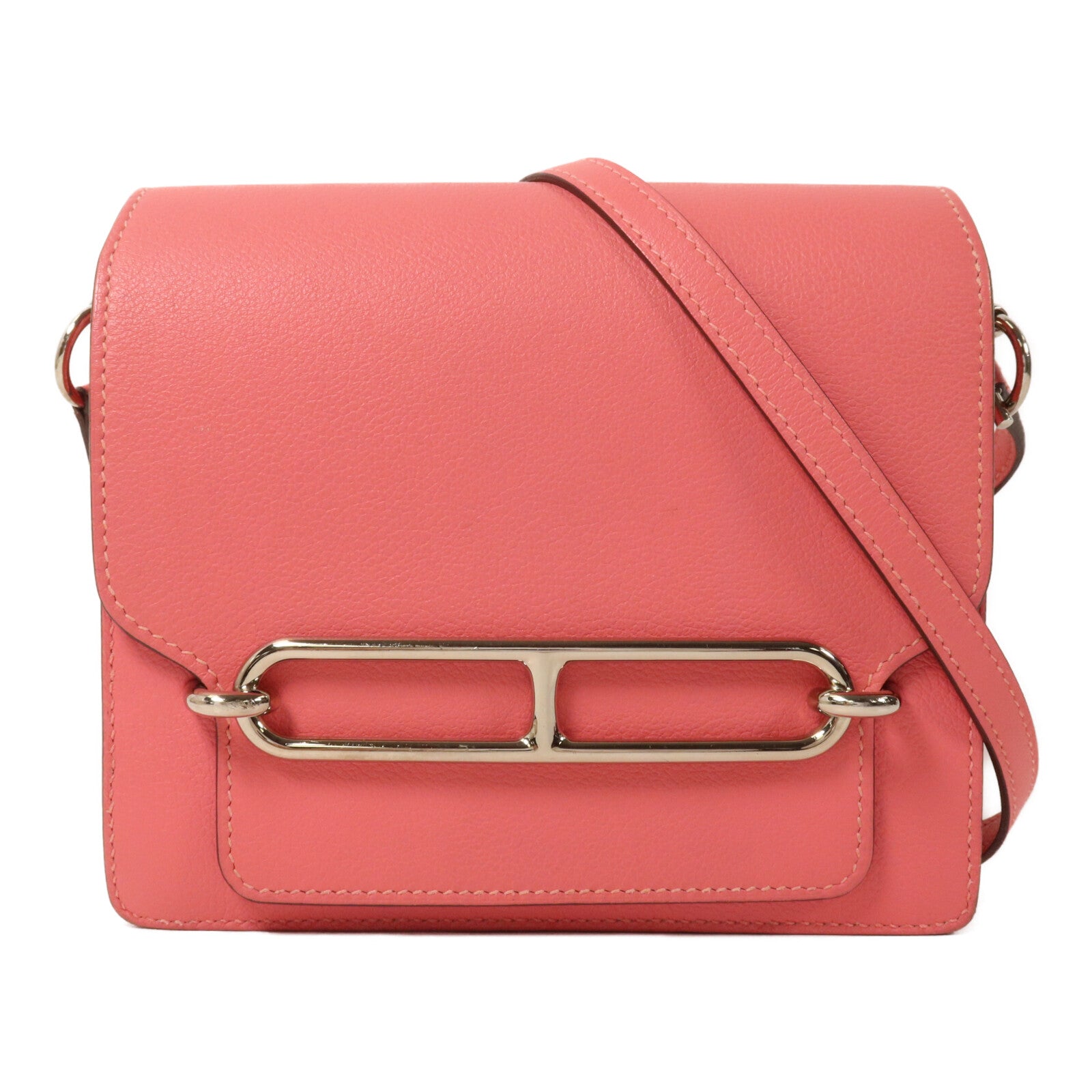 HERMES Evercolor皮革Roulis Mini肩背袋Rose Azalee
