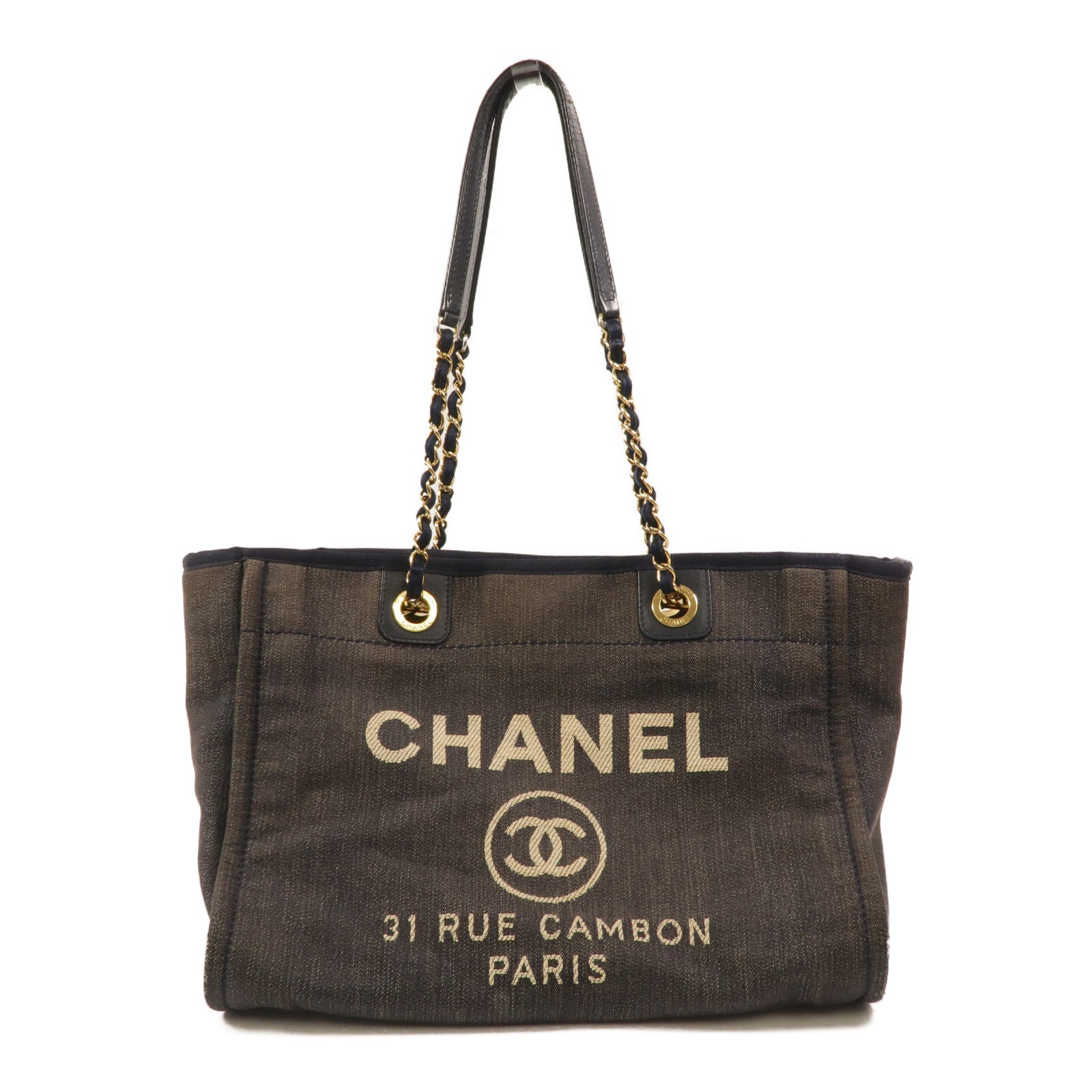 CHANEL 帆布Deauville Tote Small肩背袋