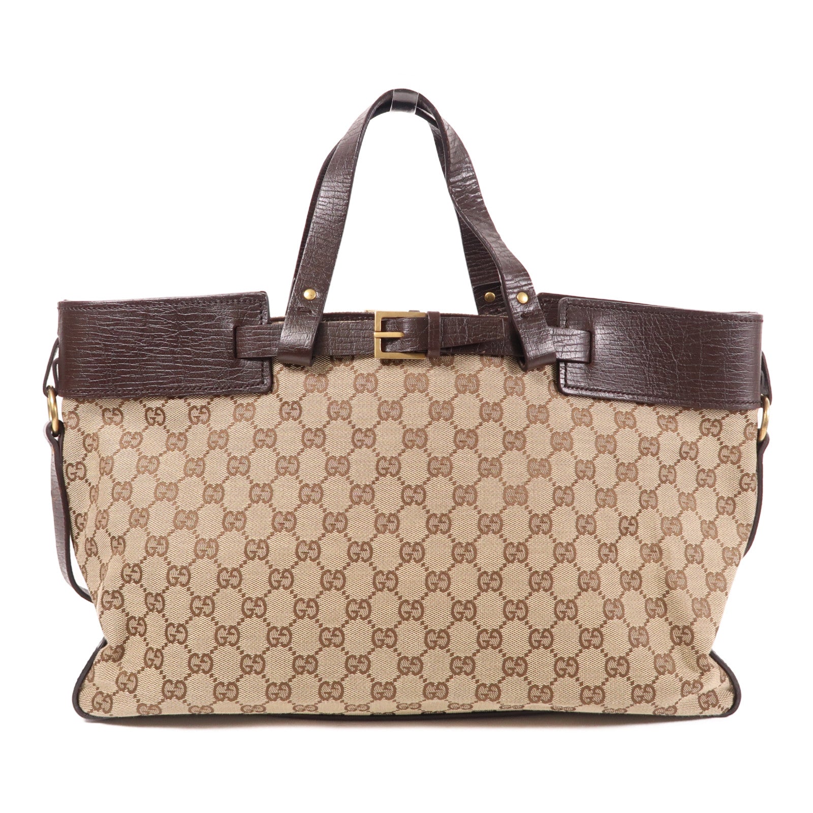 GUCCI 帆布/皮革Hand Bag金扣手挽袋