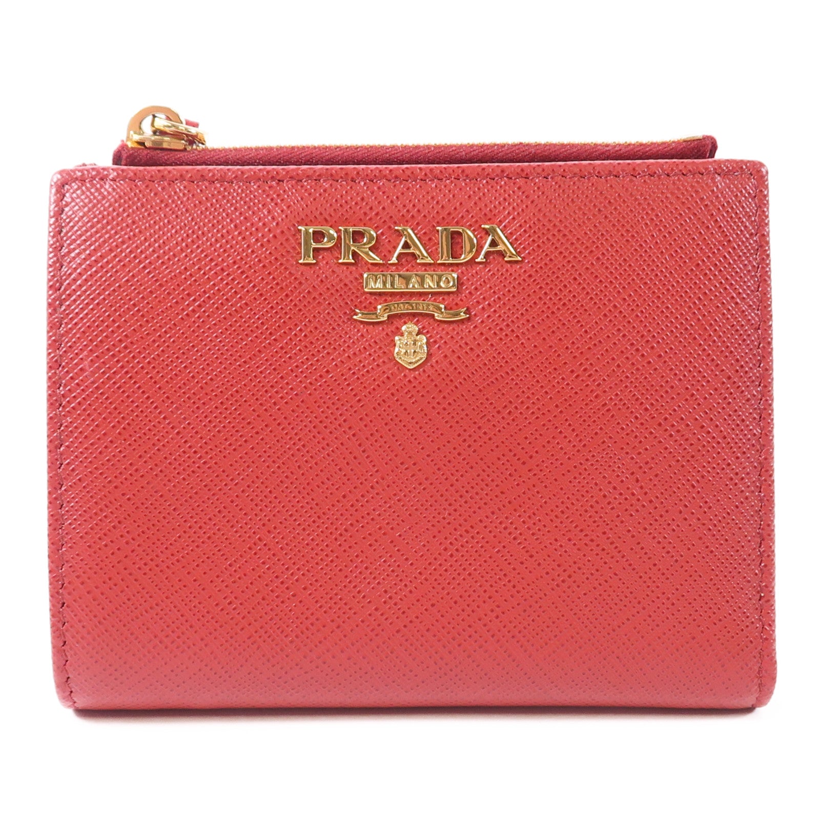 PRADA GHW Wallet 1ML023 Saffiano Leather Red