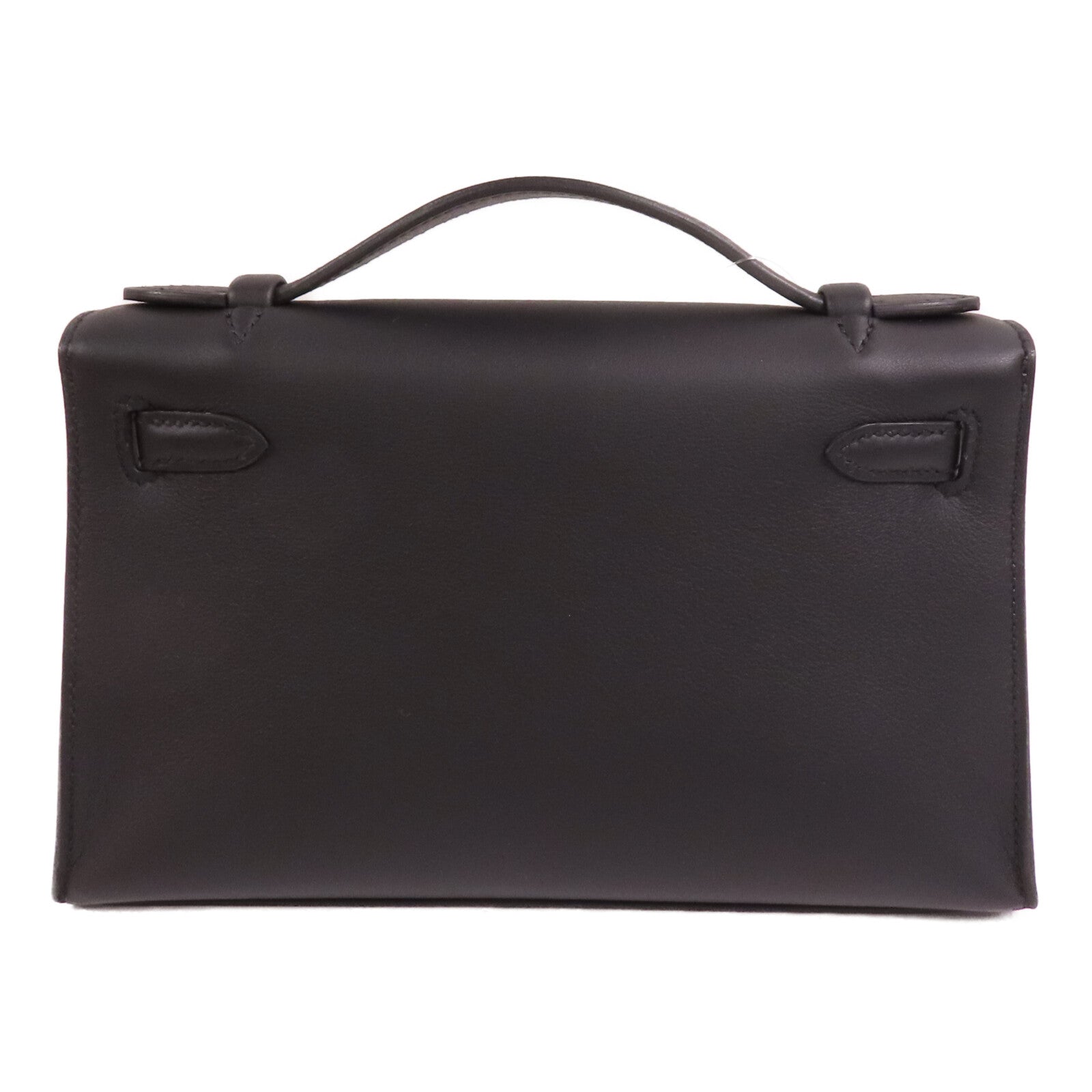 HERMES 【激減優惠】Swift皮革Kelly Pochette金扣手挽袋Noir
