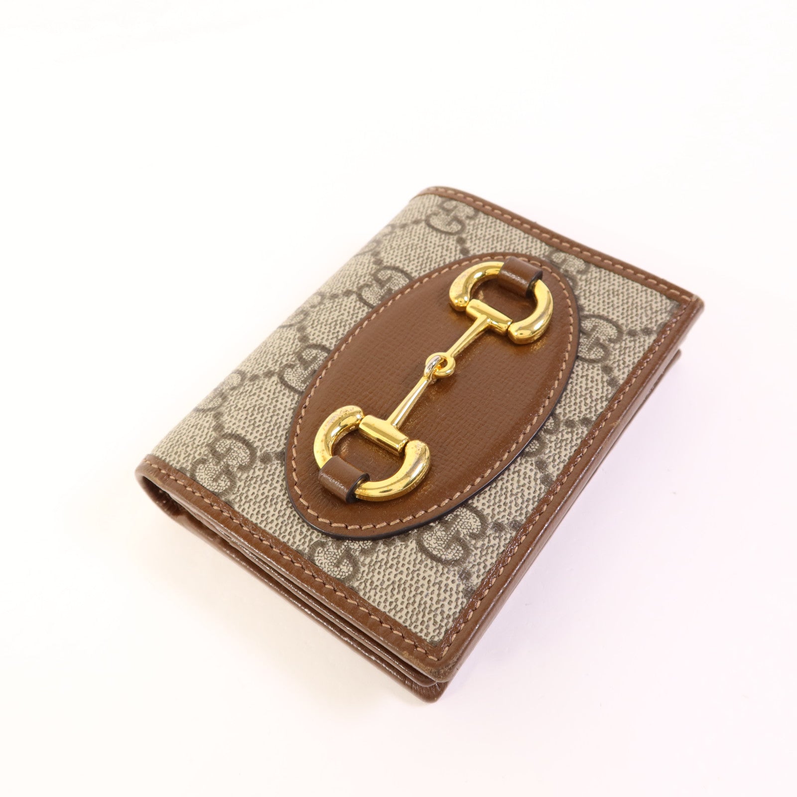 GUCCI 塗層帆布Horsebit 1955 Bifold Wallet金扣錢包