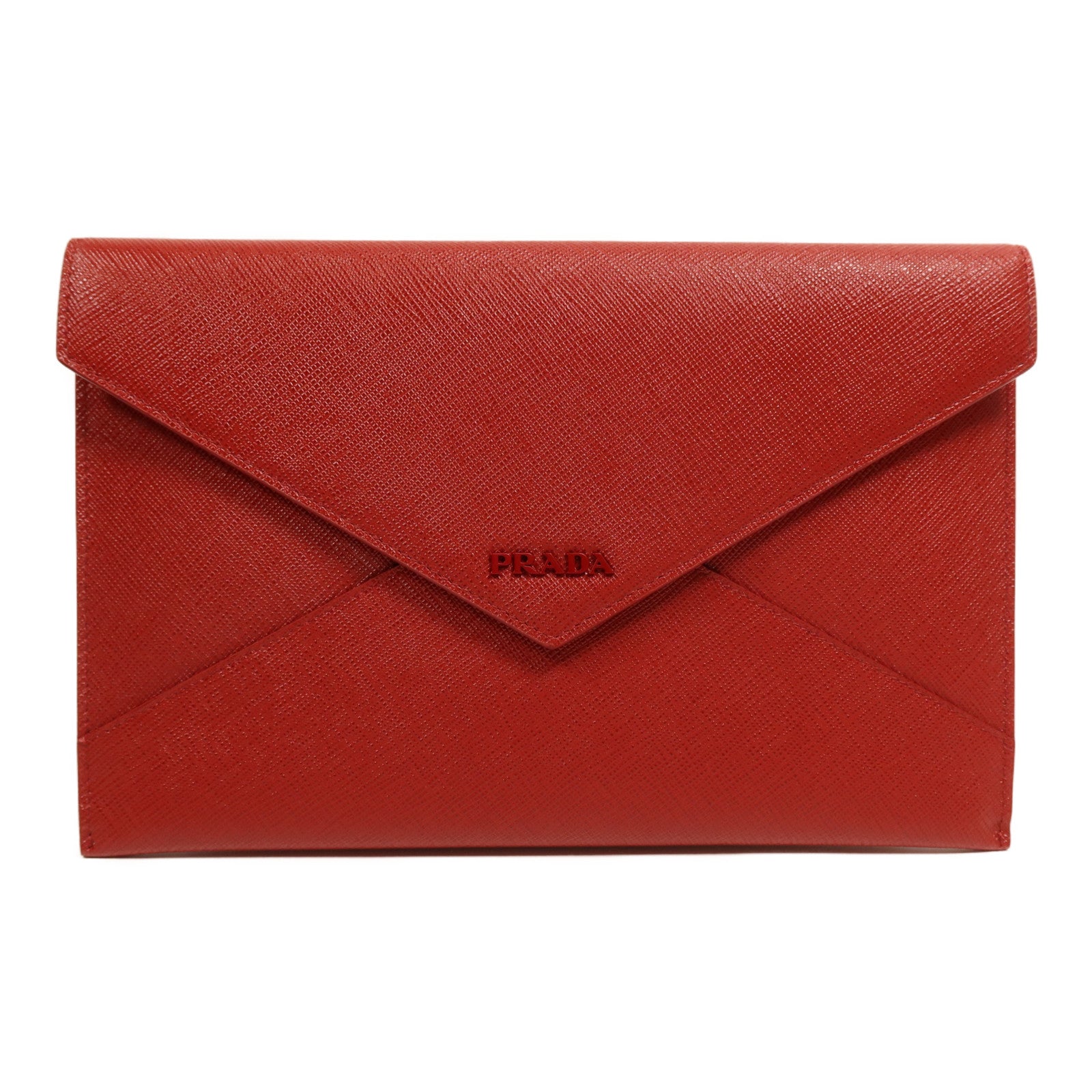 PRADA 【激減優惠】牛皮皮革Envelope Clutch Bag金扣手拿包