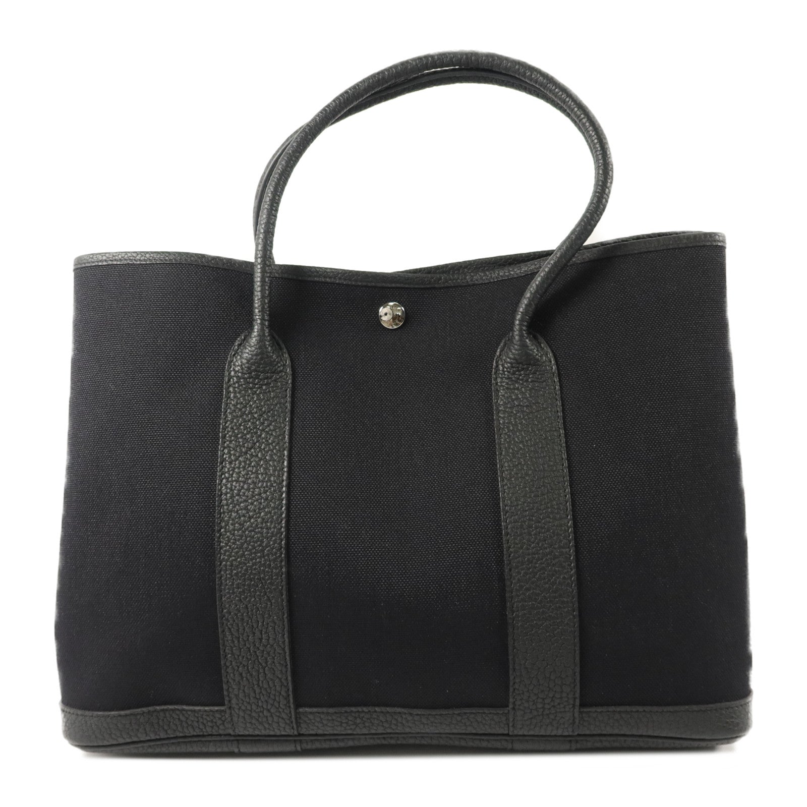 HERMES Negonda皮革/帆布GardenParty PM手挽袋Noir