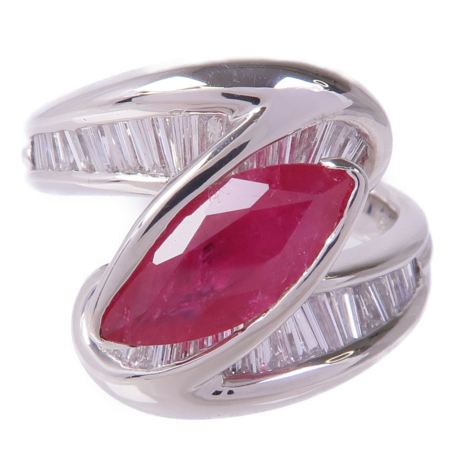 JEWELRY PT900鉑金Ruby Diamond Ring紅寶石/鑽石戒指US#5.75