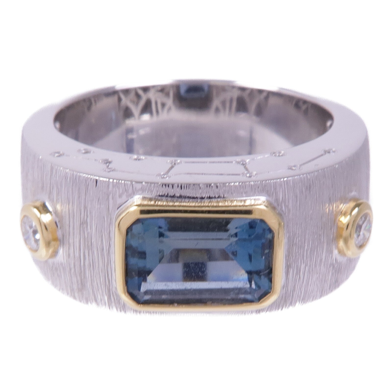 JEWELRY 18K黃金/白金Aquamarine Diamond Ring藍晶/鑽石戒指US#9.75