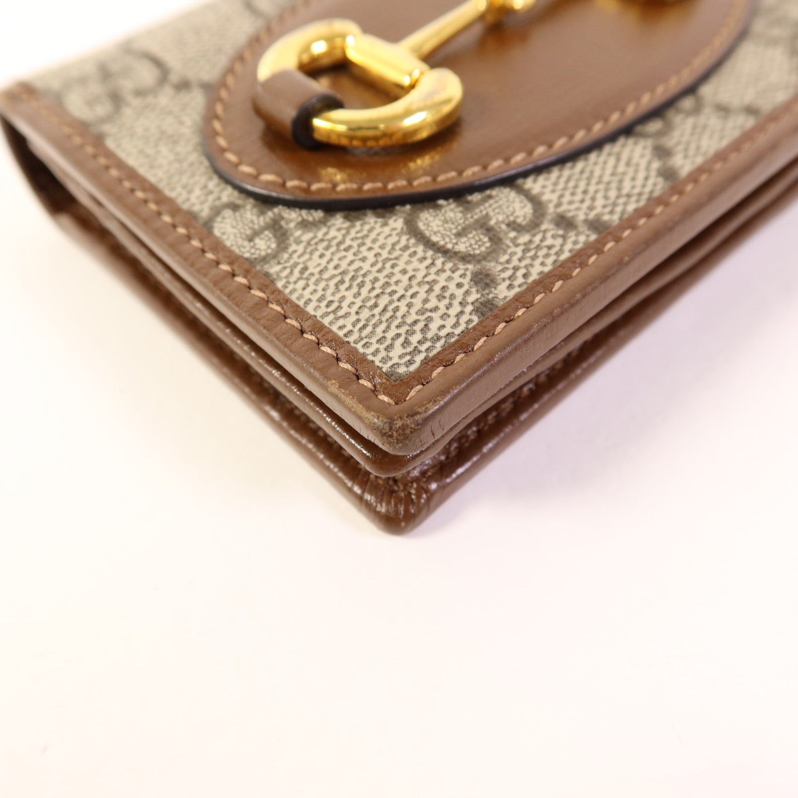 GUCCI 塗層帆布Horsebit 1955 Bifold Wallet金扣錢包