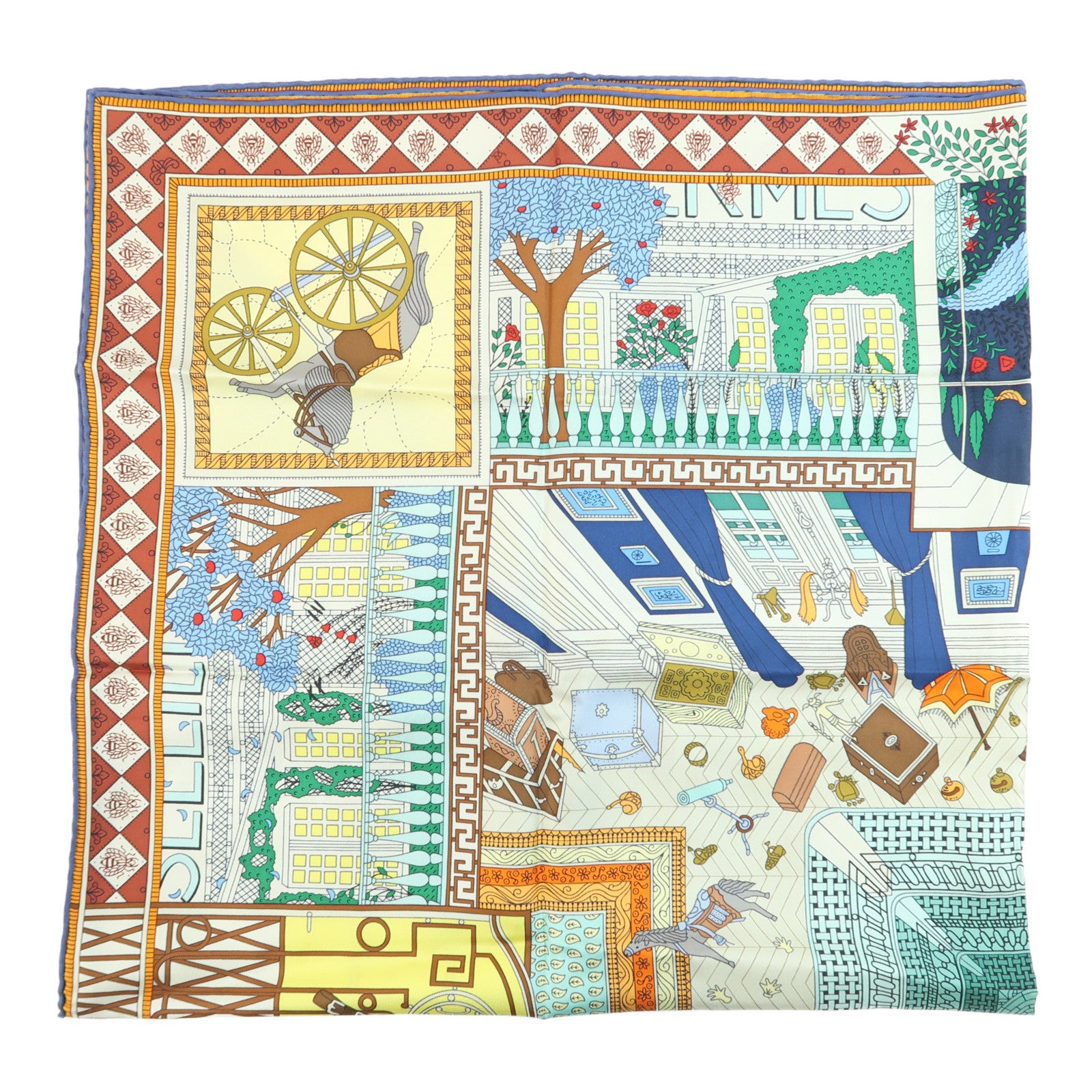 HERMES Scarf 90X90 Silk Multicolor