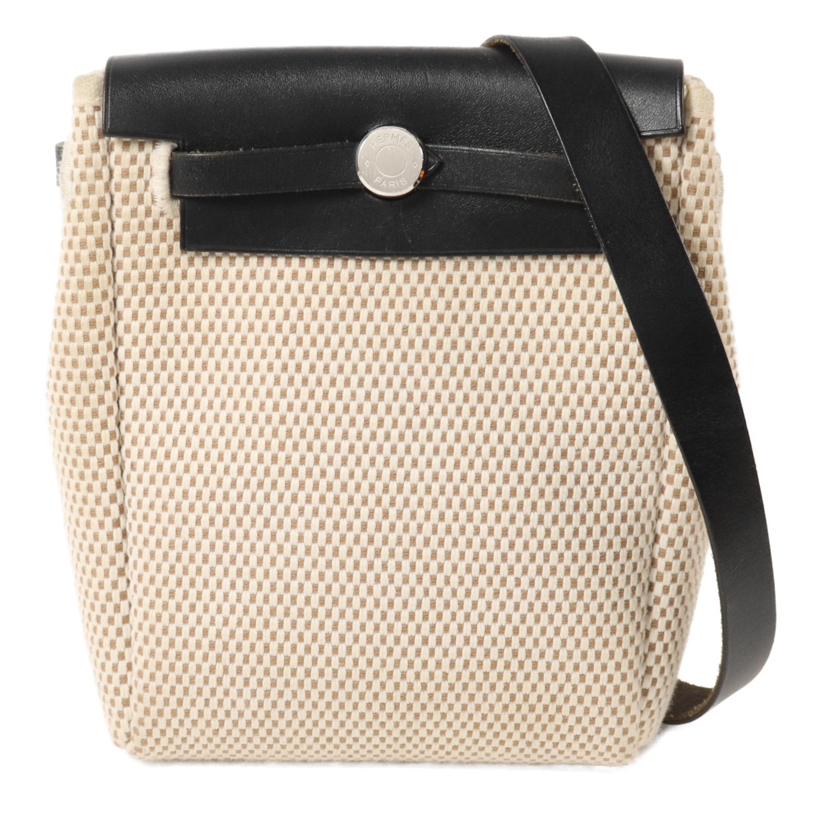 HERMES 帆布Vintage Herbag Mini肩背袋Noir