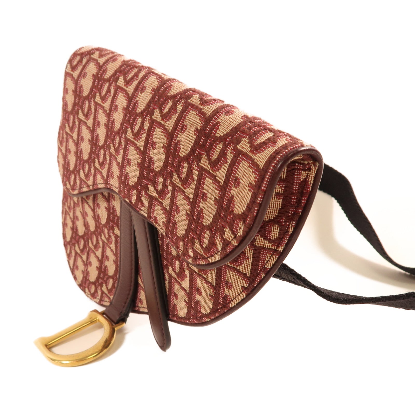 Dior 帆布Saddle Belt Bag金扣腰包紅色