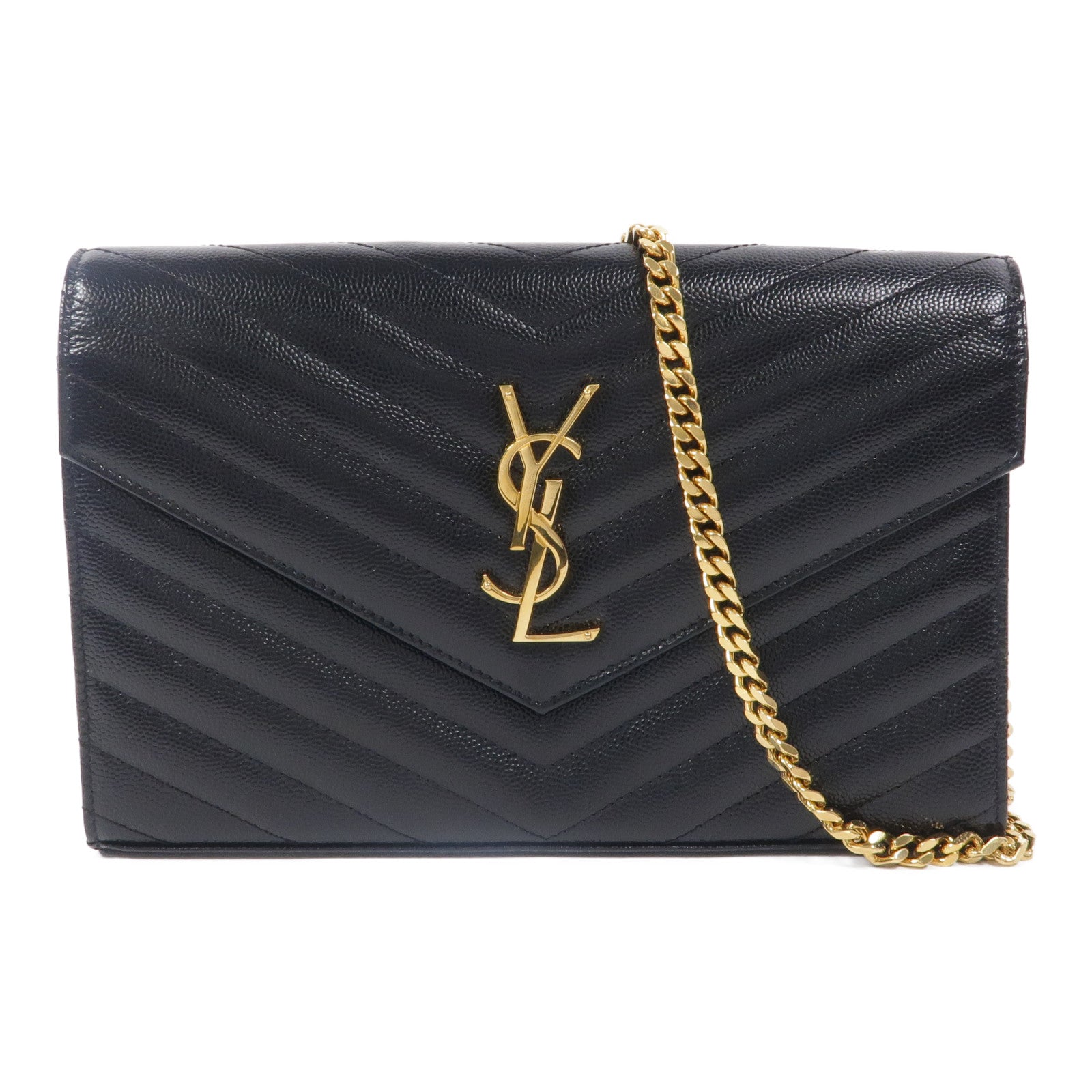 SAINT LAURENT 牛皮皮革Cassandre Envelope鏈帶肩背袋