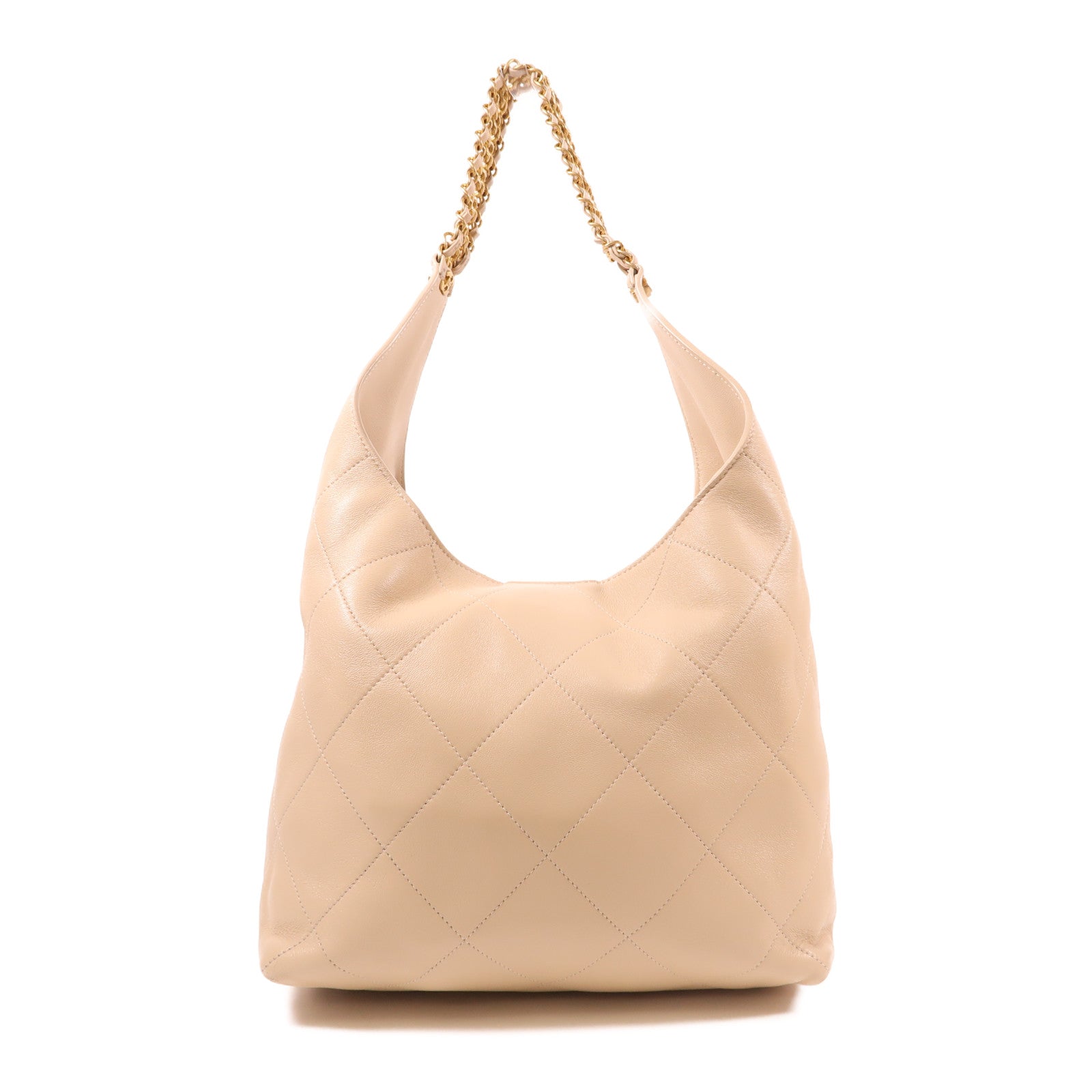 CHANEL 牛皮皮革Hobo Bag金扣鏈帶肩背袋